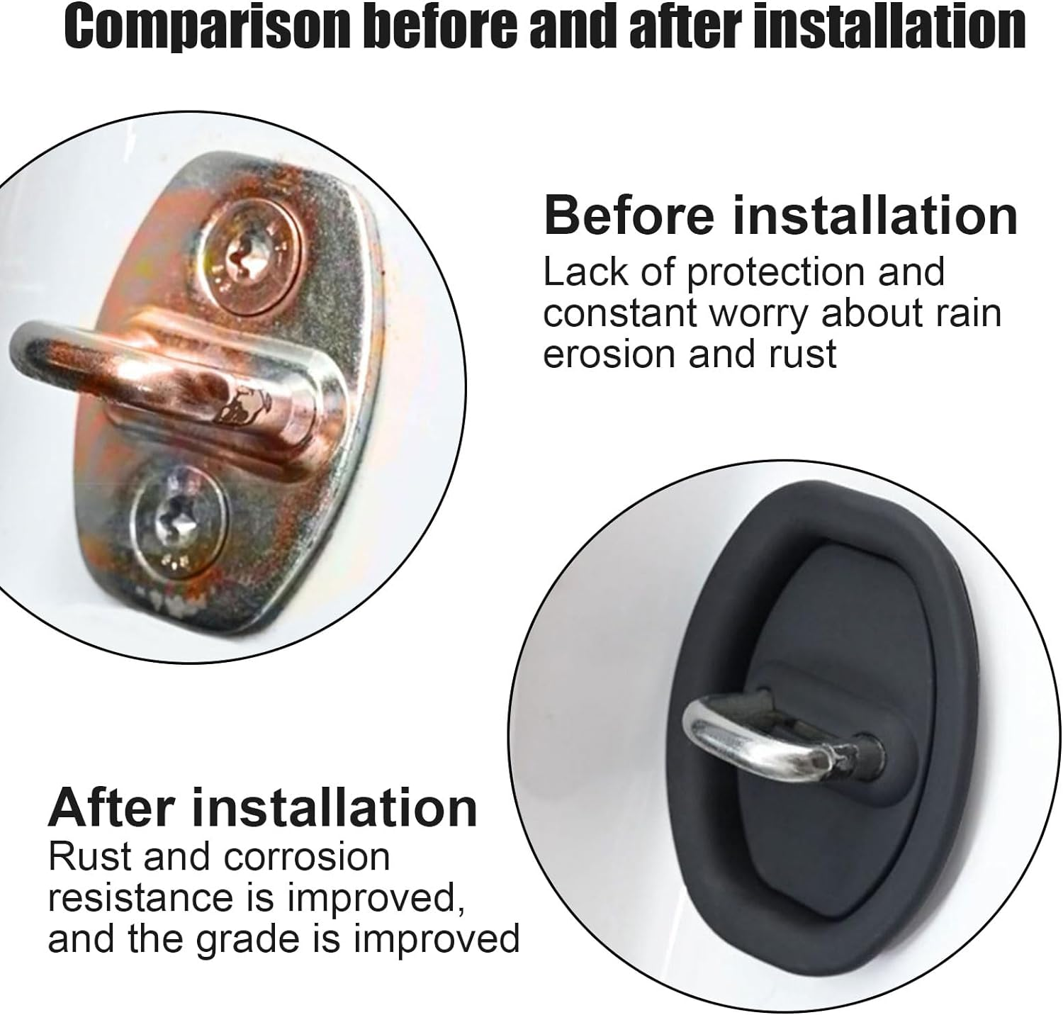 4 Pack Silicone Durable Car Latch Protective Cover, Universal Door Lock Protection Pad, Silent Shock Pads Doors Locks Guard Stopper Set for Car Accessories(Black) image number 5