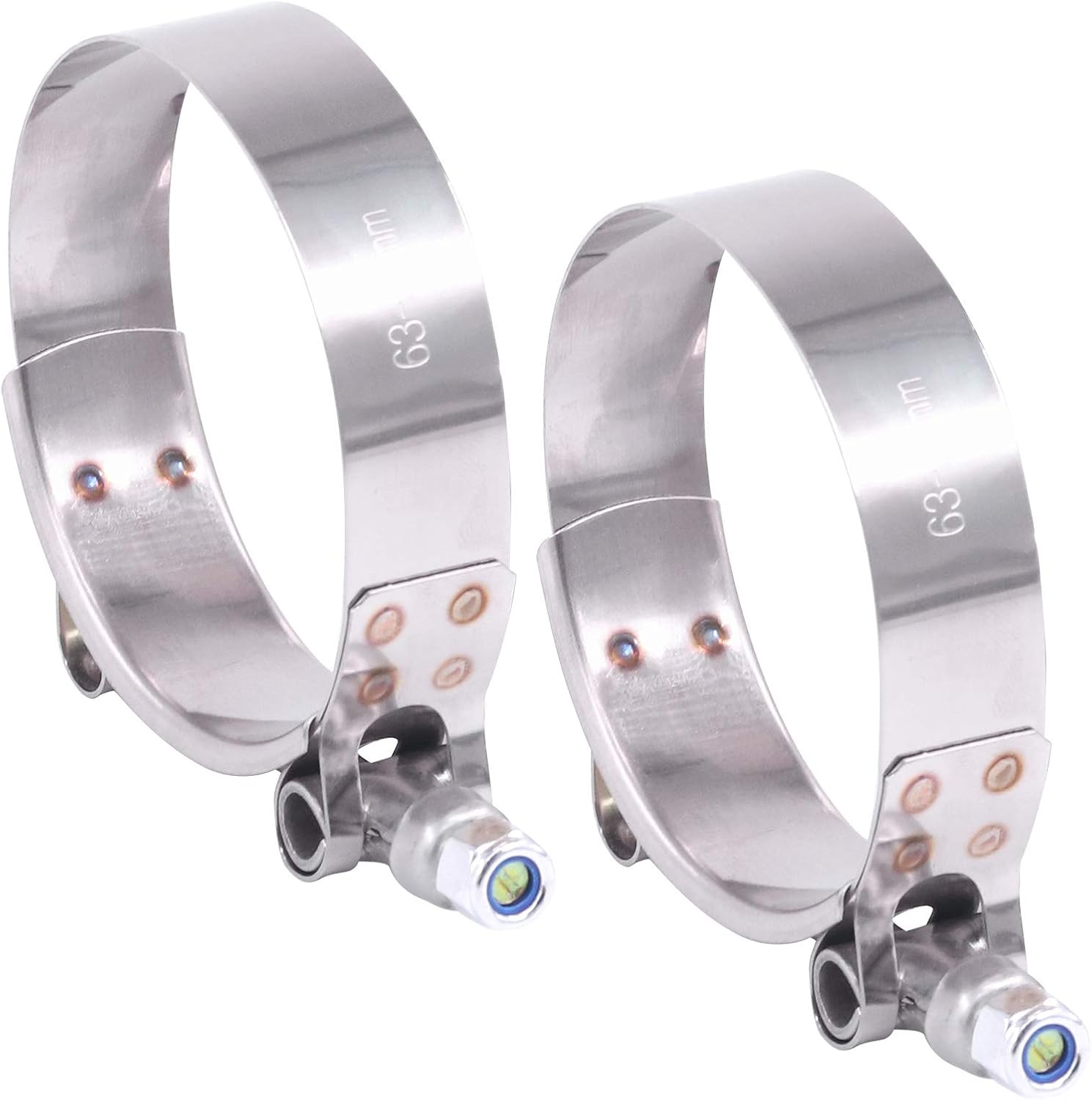 Hilitchi 2Pcs Stainless Steel T-Bolt Clamps with Rounded Band Edges Heavy Duty Turbo Intake Intercooler Clamp (44-51MM) for 1 1/2 Inch image number 6