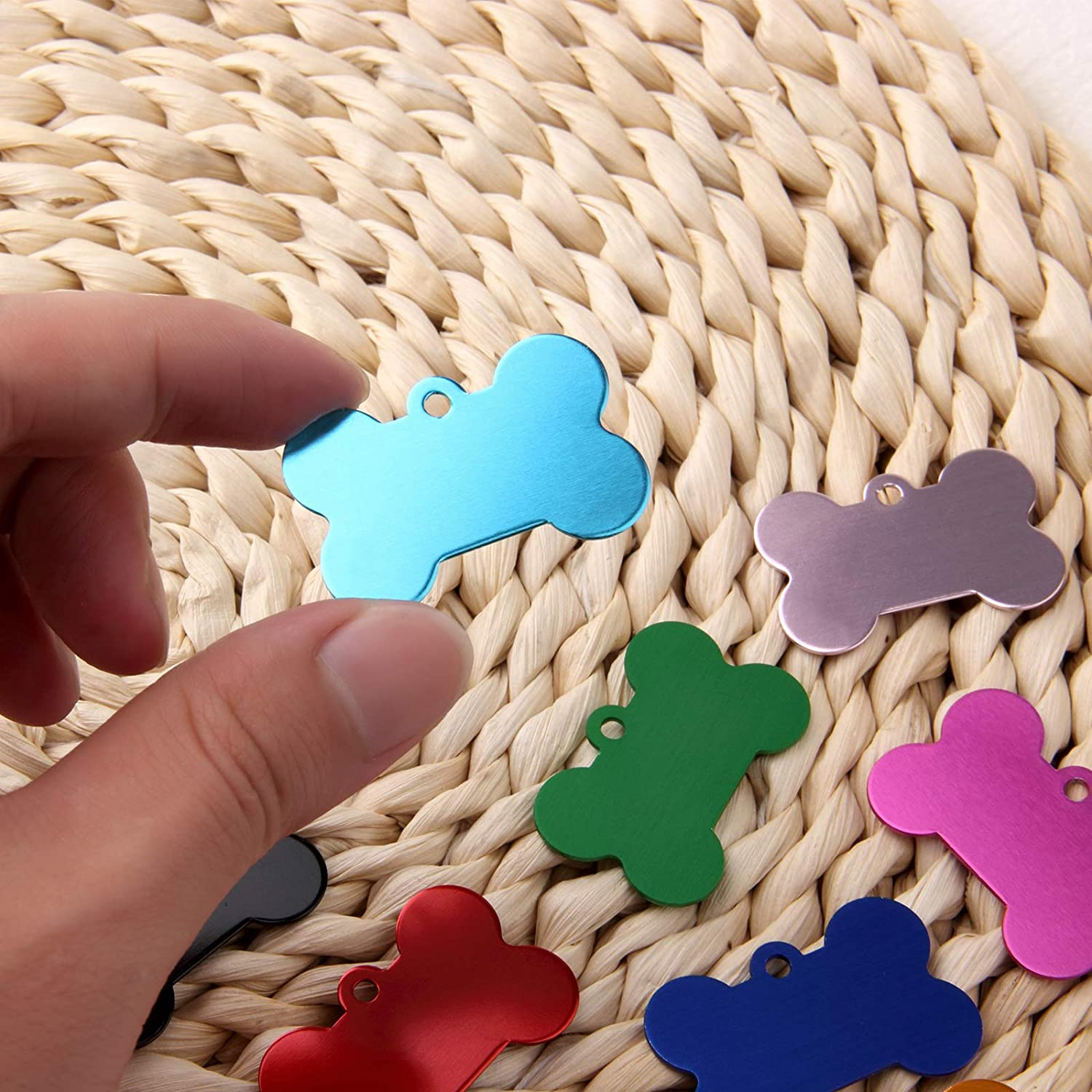 30 PCS Blank Dog Tags，Pet ID Tag Bone Shape, Aluminum Alloy for Dogs and Cats Pet ID Tag(38Mm)