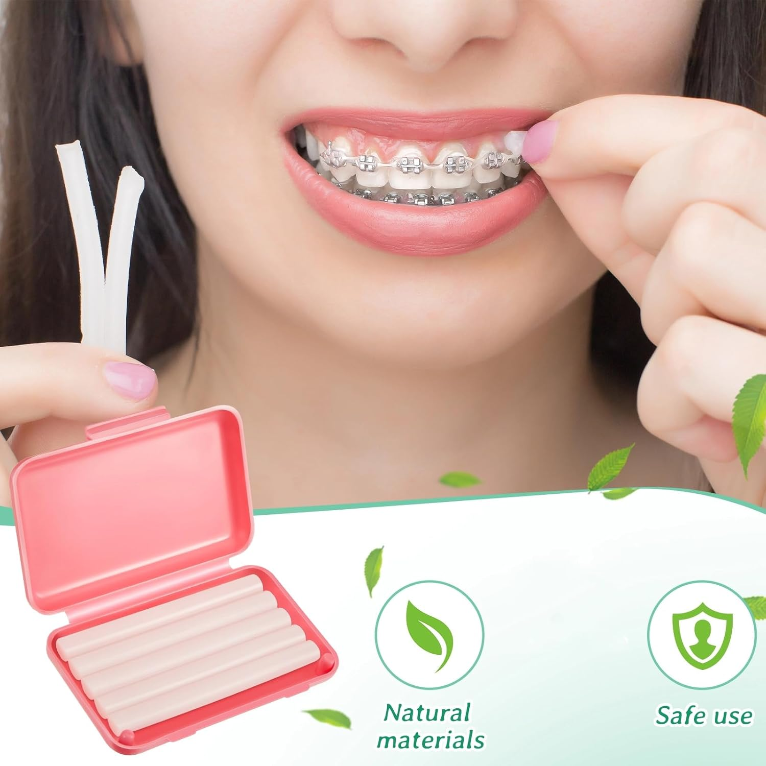 Tondiamo 40 Pack Clear Braces Wax for Teeth Dental Wearer Orthodontic Tooth Wax for Braces and Oral Appliances with Colorful Storage Case and Smell(Mixed Flavors) - Original, Mint image number 2