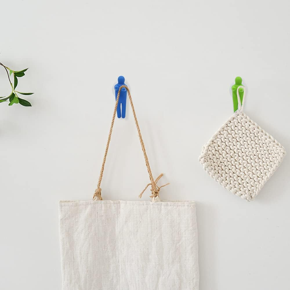 6 Pieces Toothbrush Holder with Suction Cup, Colorful People Toothbrush Holder, Suction Cup Hooks, Wall Mounted Colorful Toothbrush Holder for Shower Bathroom image number 5