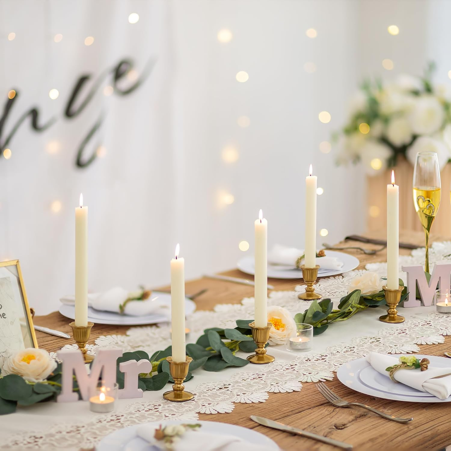 Vintage Candlestick Candle Holders Brass - Romadedi Taper Gold Candle Stick Victorian Style for Table Centerpiece Wedding Reception Festive Christmas Mantel Decoration or Home Decor Set of 6 image number 2