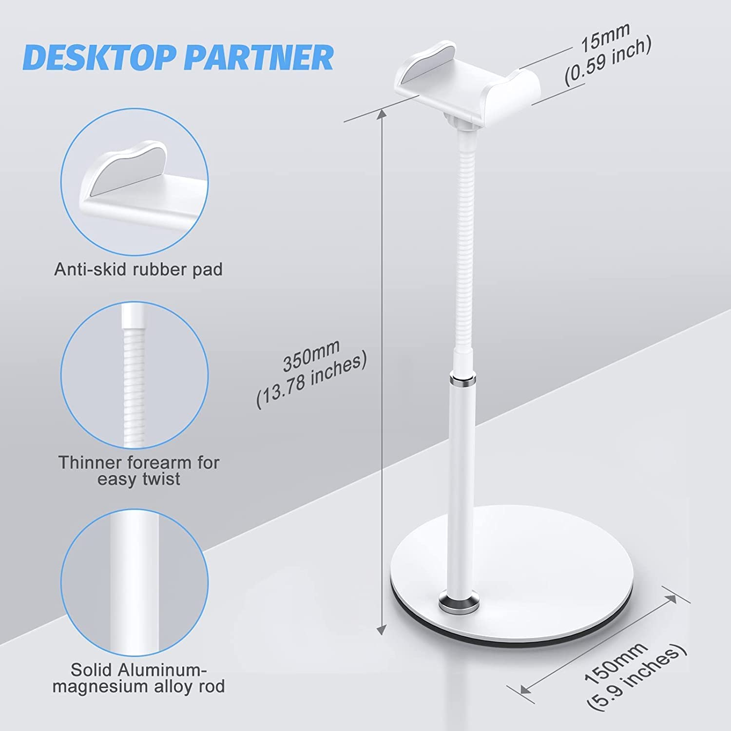 SHAWE Mobile Phone Stand, Adjustable Table Mobile Phone Holder Multi-Angle Mobile Phone Holder Stand for Iphone 12 11 Pro Xs Max, Samsung, Huawei Etc. (White) image number 5