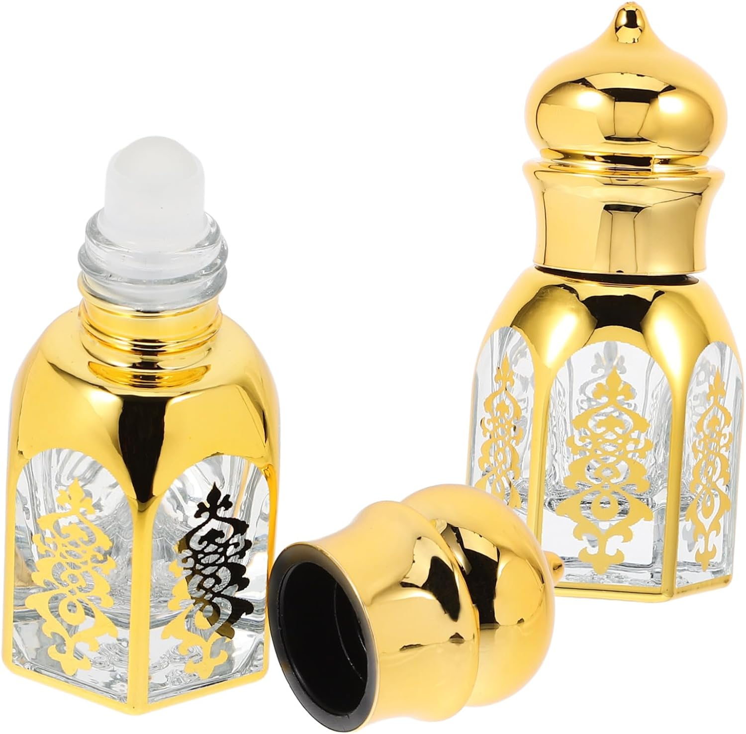 Luxshiny 2Pcs Vintage Style Glass Roller Bottles for Essential Oils Portable Perfume Containers Roller for Easy Application for Travel and Giving image number 5