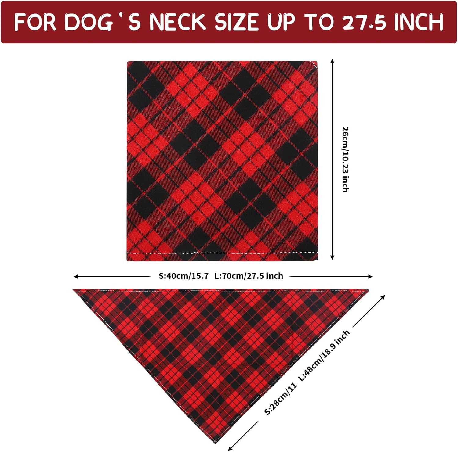 Dog Bandana 9 Pack-Dog Bandanas Boy, Girl, Premium Durable Soft Lightweight Fabric, Adjustable Plaid，Dog Bandanas Scarf for Puppy Small Medium Large Dogs (L-27.5X18.9X18.9 Inch) image number 3