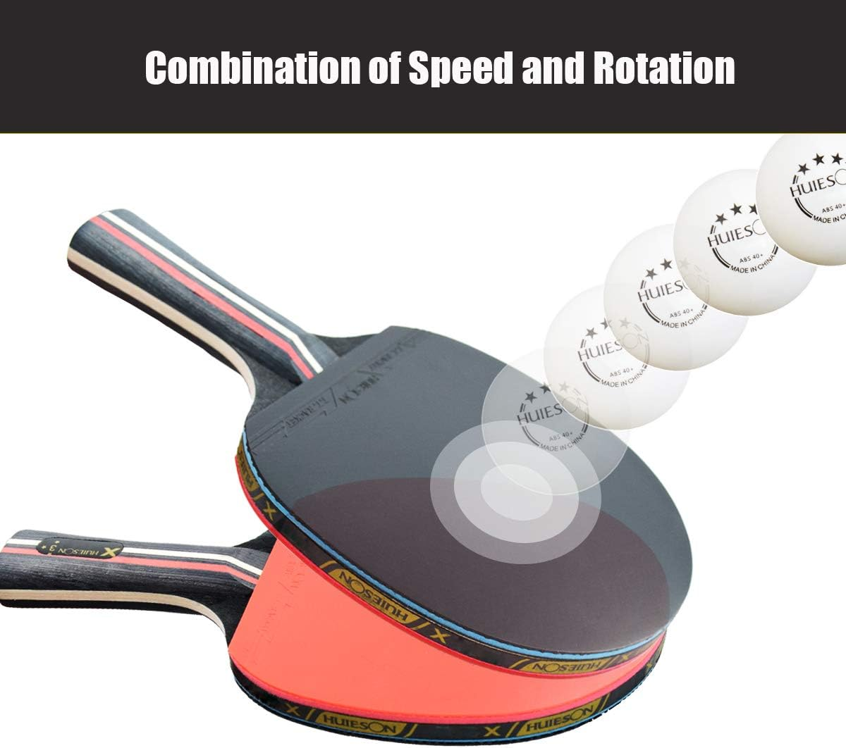 Premium Ping Pong Paddle Set, Table Tennis Racket Set Soft Sponge Rubber, Carry Bag Included image number 2