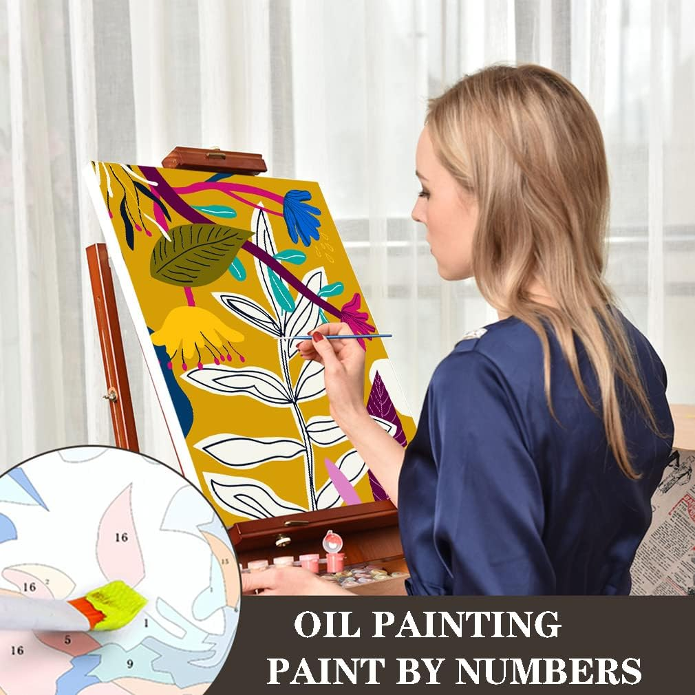 6 Pack Paint by Numbers for Adults- DIY Acrylic Painting Paint by Numbers Kits on Canvas without Frame, Simple Flower Oil Painting for Home Wall Decor 9.8X13.8Inch image number 3