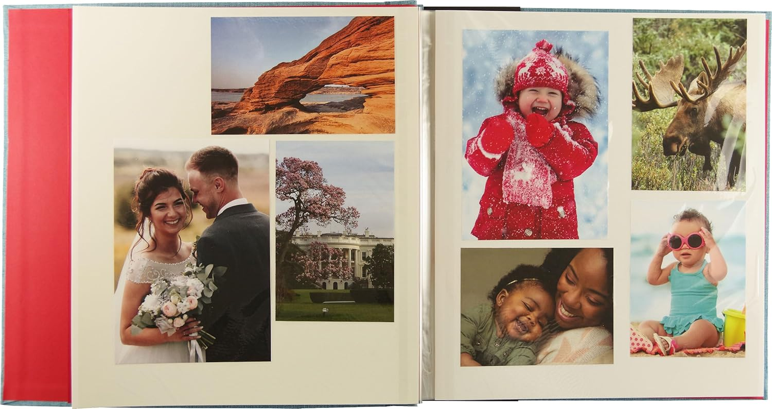 Navy Linen Photo Album - Oversized 12-1/2" X 13" (40 Self-Adhesive Pages) image number 1