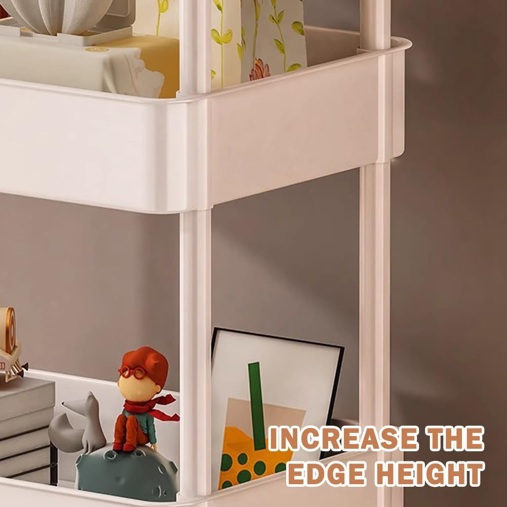 3-Tier Rolling Utility Cart with Lockable Wheels, White Multi-Purpose Storage Organizer with Handle Anf Easy Assembly, for Kitchen, Office, Nursery, Living Room, White image number 1