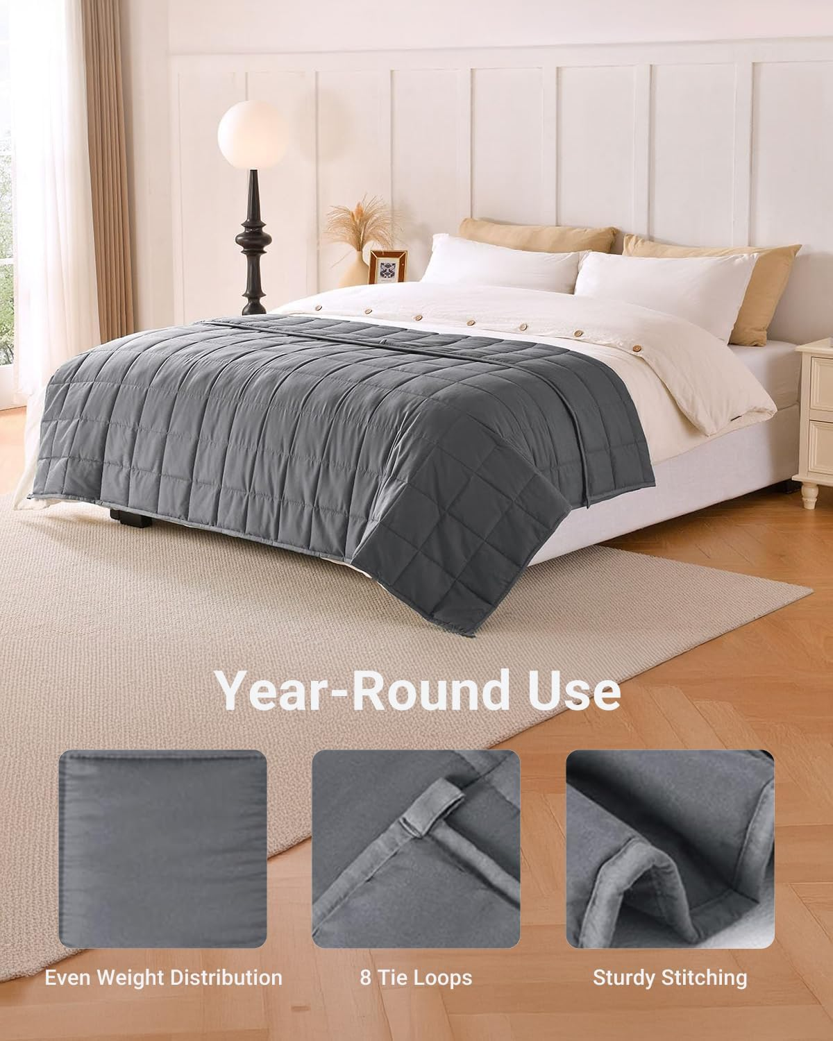 Top G Weighted Blanket for Adults (5.4Kg,122Cm X 183Cm) Cooling Heavy Blanket for Sleeping Perfect for 50KG - 60KG, Soft Thick Blanket with Premium Glass Beads for All-Season Summer Fall Winter image number 4