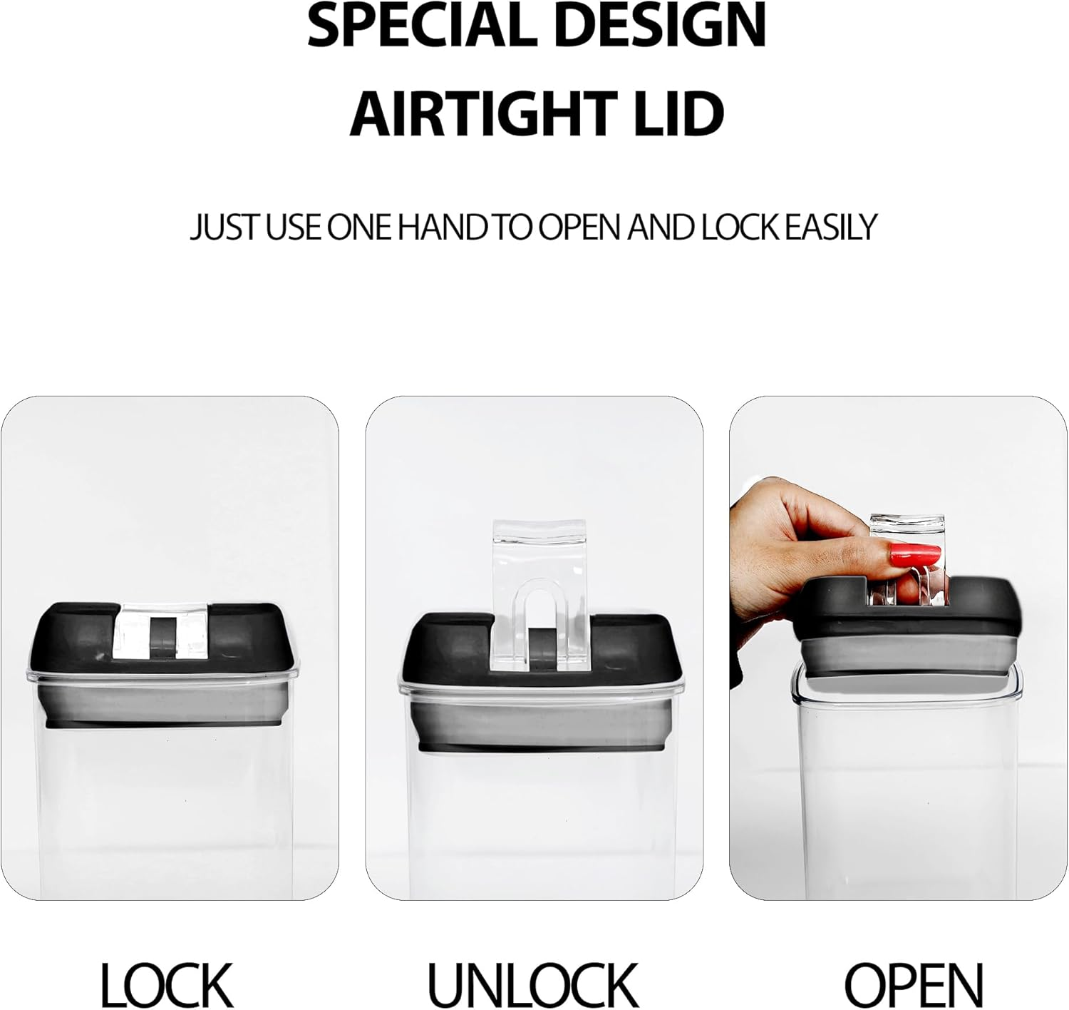 Premium 14-Pack Food Storage Containers with Lids-Crystal Clear Kitchen Storage Plastic Containers with Airtight Fliplock Lids-Durable & Versatile Food Containers with 20 Labels & Pen (Black) image number 2