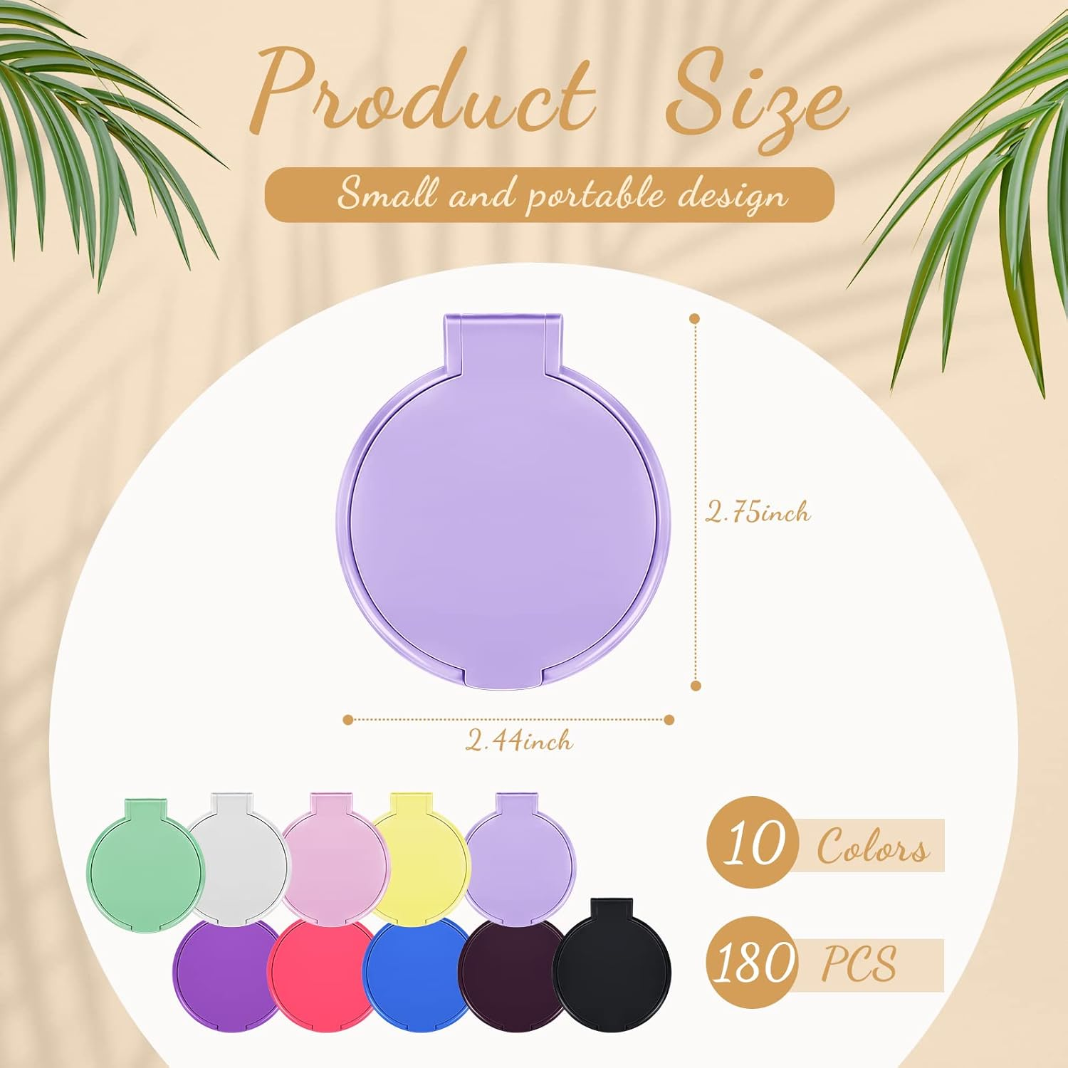 Juexica 180 Pcs Compact Mirror Bulk for Women Mini Folding Mirror Portable Pocket Makeup round Small Vintage Travel for Cosmetic Purse Bag Gifts Mom Daily Use (Classic Colors) image number 5