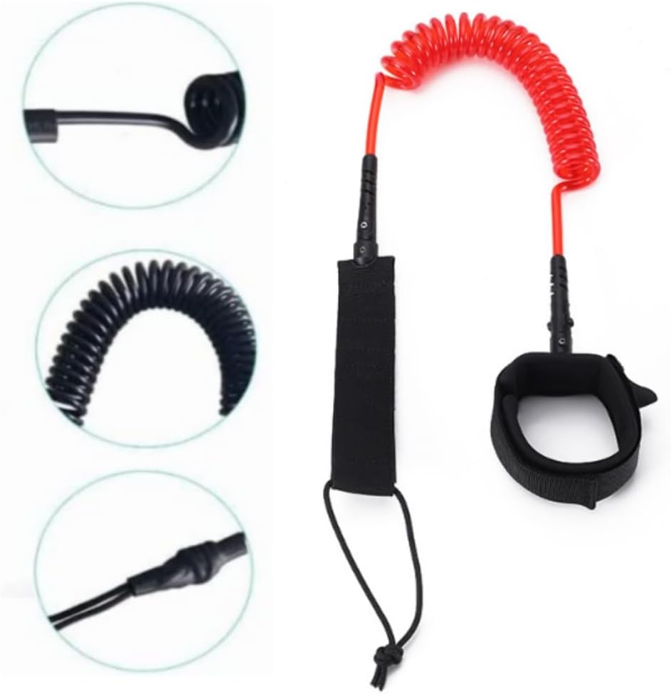 Surfboard Leash, SUP Leash Stand up Paddle Board Leg Rope Surfing Ankle Leash 10 Ft TPU Safe for Paddleboard, Shortboard, Longboard（Red） image number 4