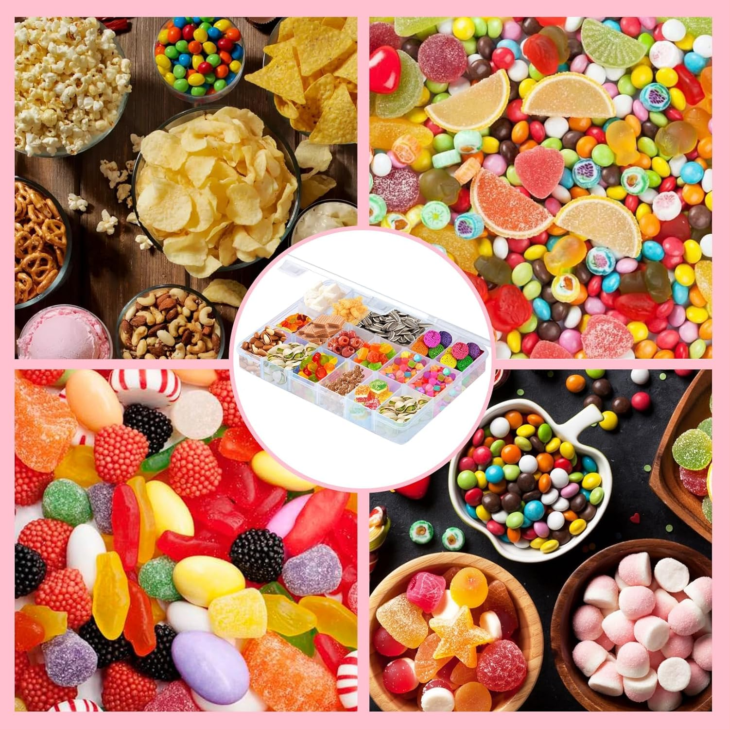 Travel Snack Box with 18 Compartments - Removable Portable Clear Container with Multi Trays for Plane, Kids (20X16X3Cm) image number 5