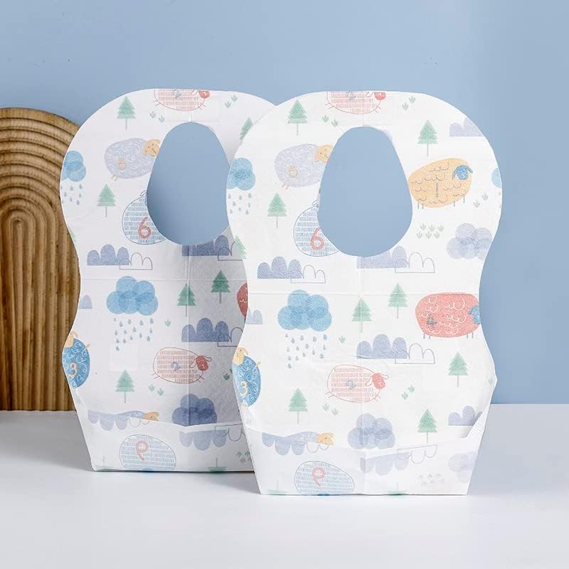 Disposable Baby Bibs- 40 Pack- Convenient Travel Friendly- Cute Designs for Kids