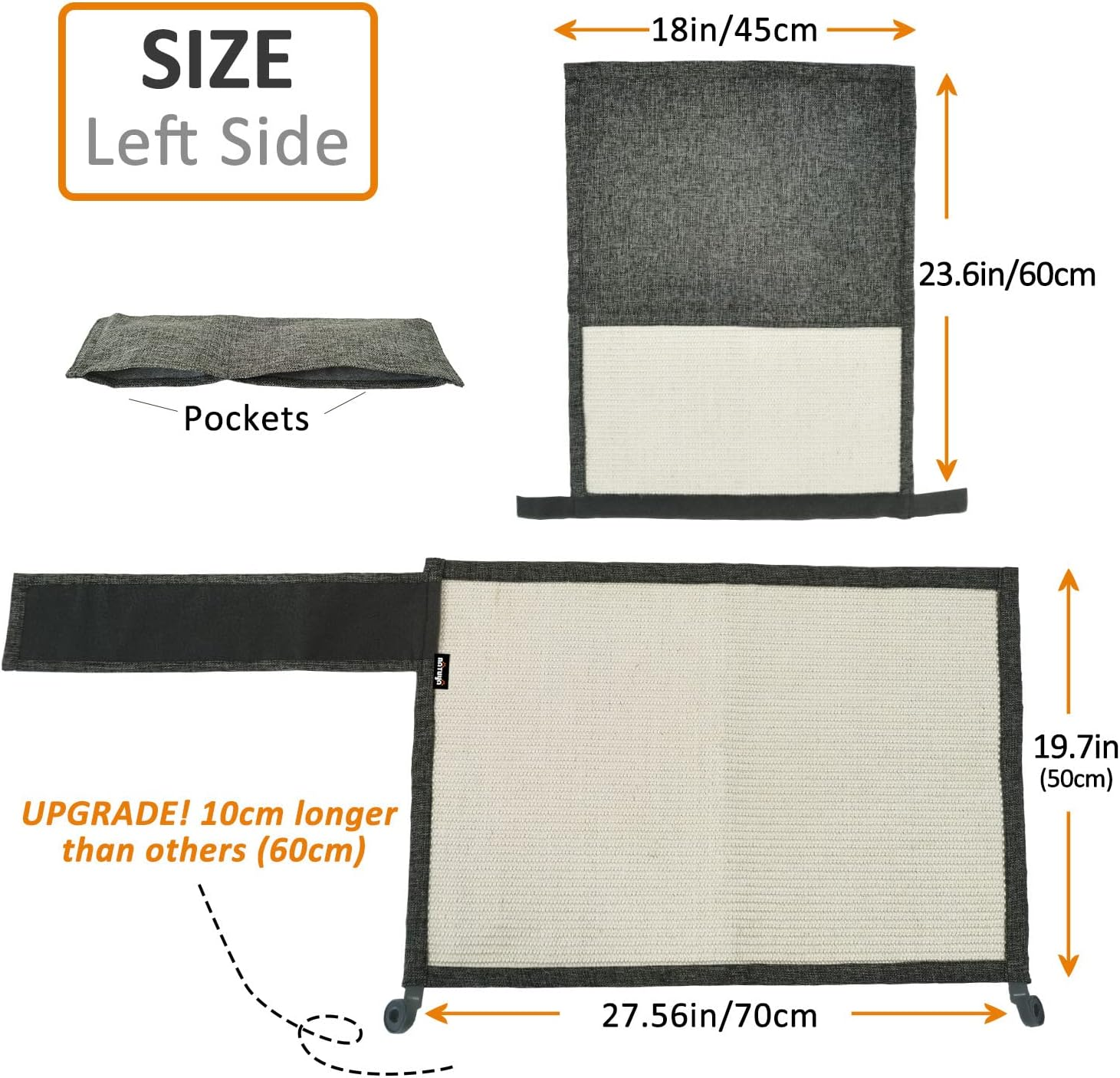 NATUYA Furniture Protectors from Cats-Cat Couch Protector Large Sisal Cat Scratching Mat-Protect Sofa Corner Cushion Chair (Sisal Armrest - Left)