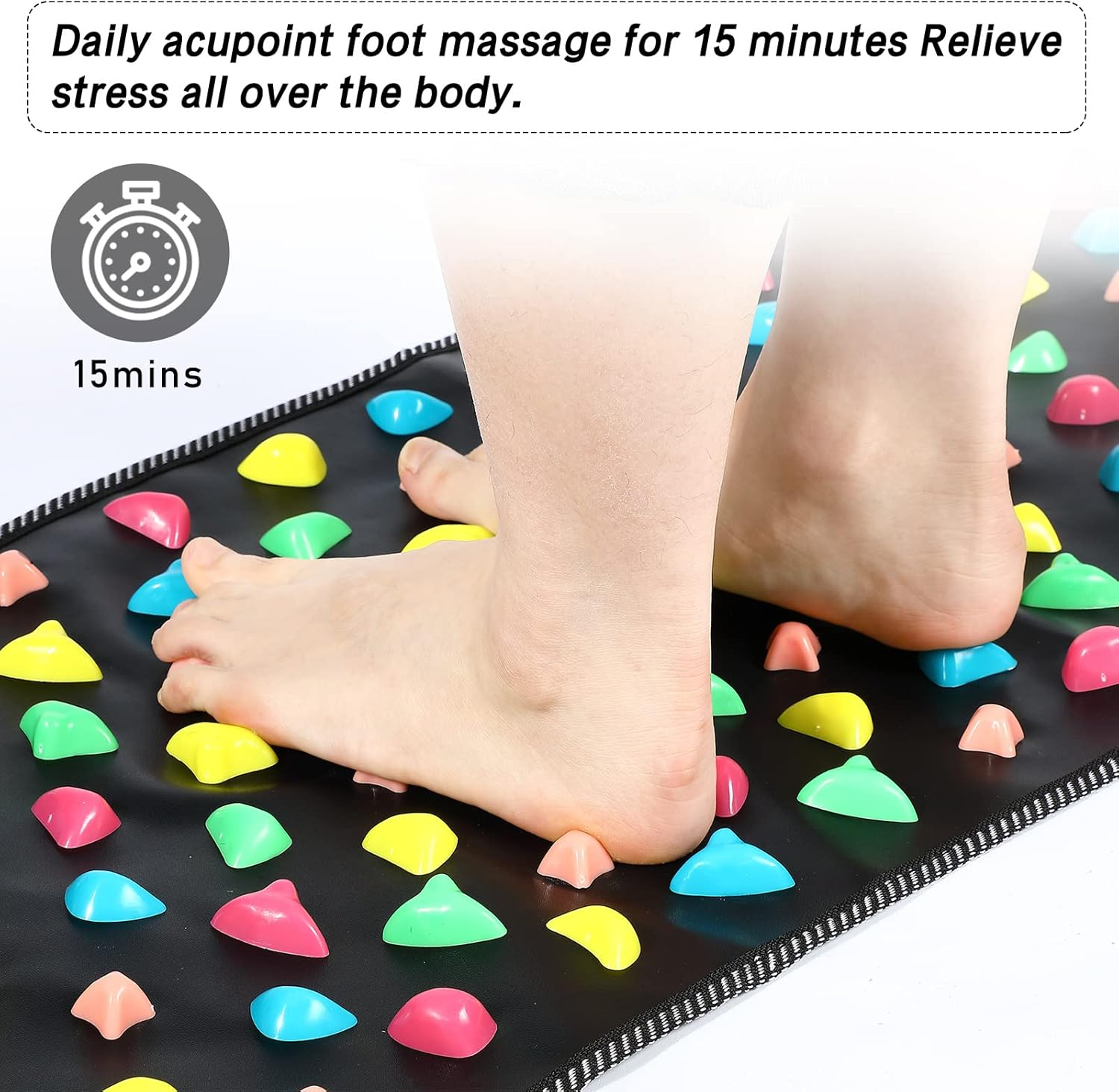 BBTO Foot Massage Mat Reflexology Walk Stone Road Foot Massage Acupoint Mat for Acupressure Relaxes Massage Mat for Long Sitting Elderly Students and Office Workers (68.89 X 13.78 Inches) image number 3