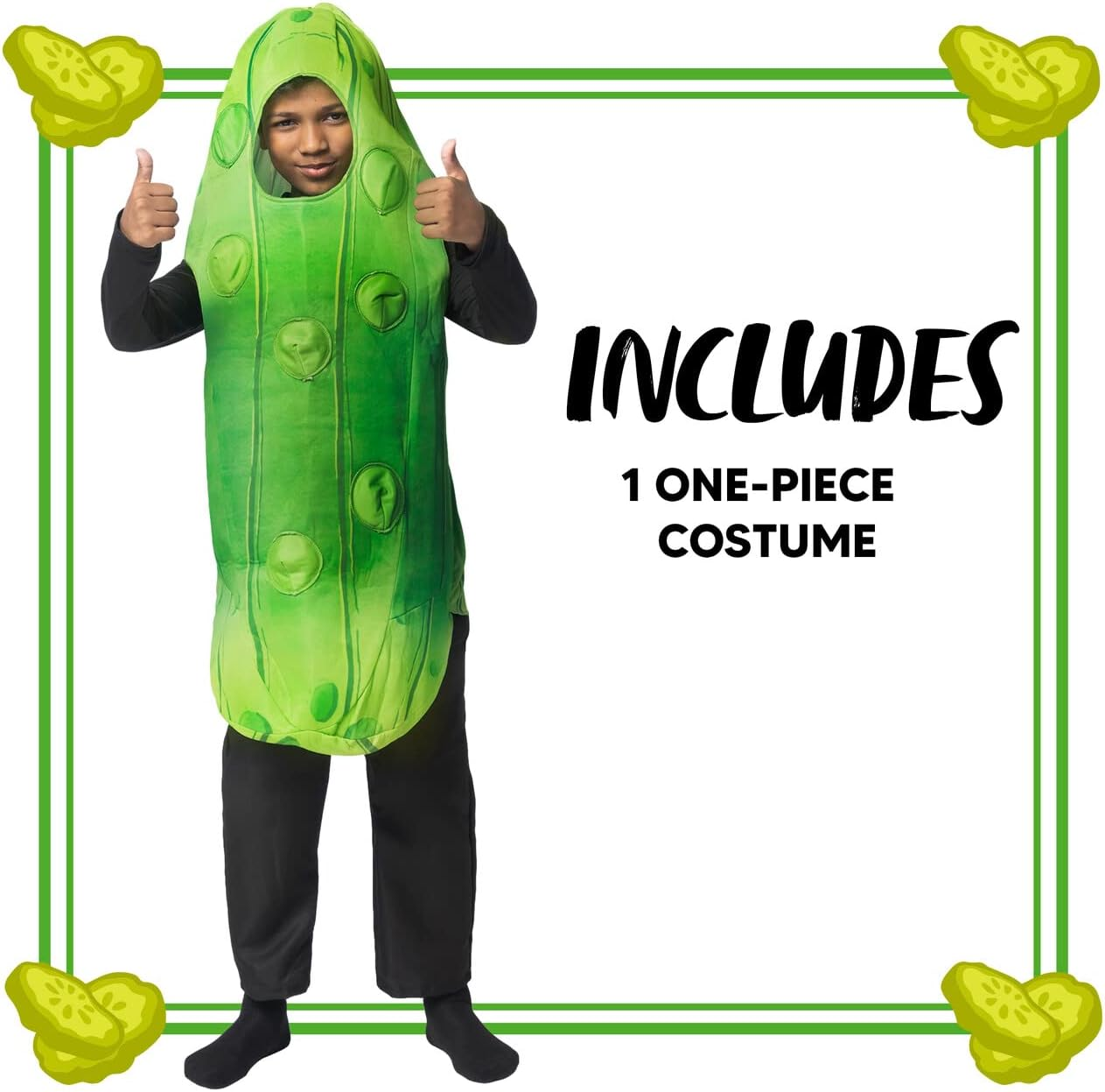 Spooktacular Creations Pickle Costume Kids, Food Themed Fruit Jumpsuit for Child Teens Halloween Dress up Cosplay Party image number 6