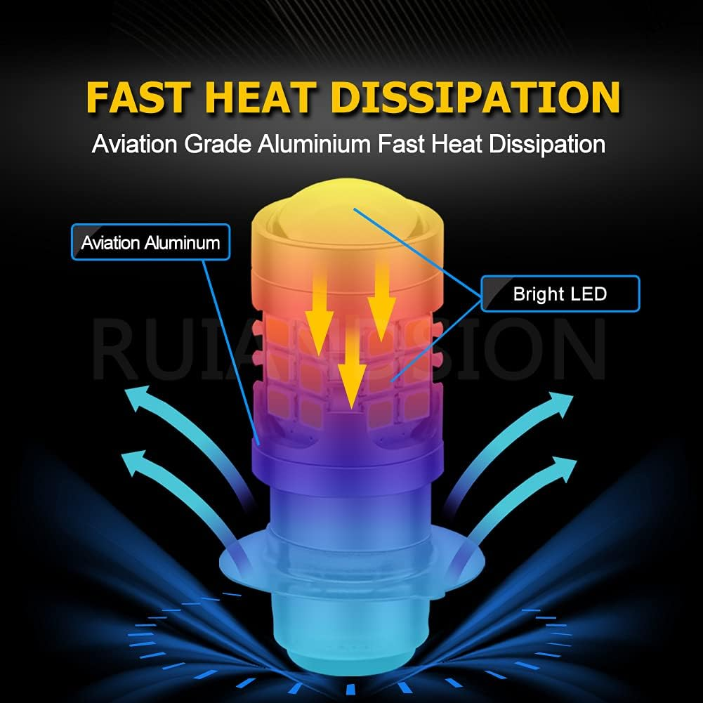 Ruiandsion H6M LED Headlight Bulb DC 12V P15D-25-1 Super Bright 2835 30SMD Chips P15D Motorcycle LED Headlight Bulb with High Low Beam,White image number 2