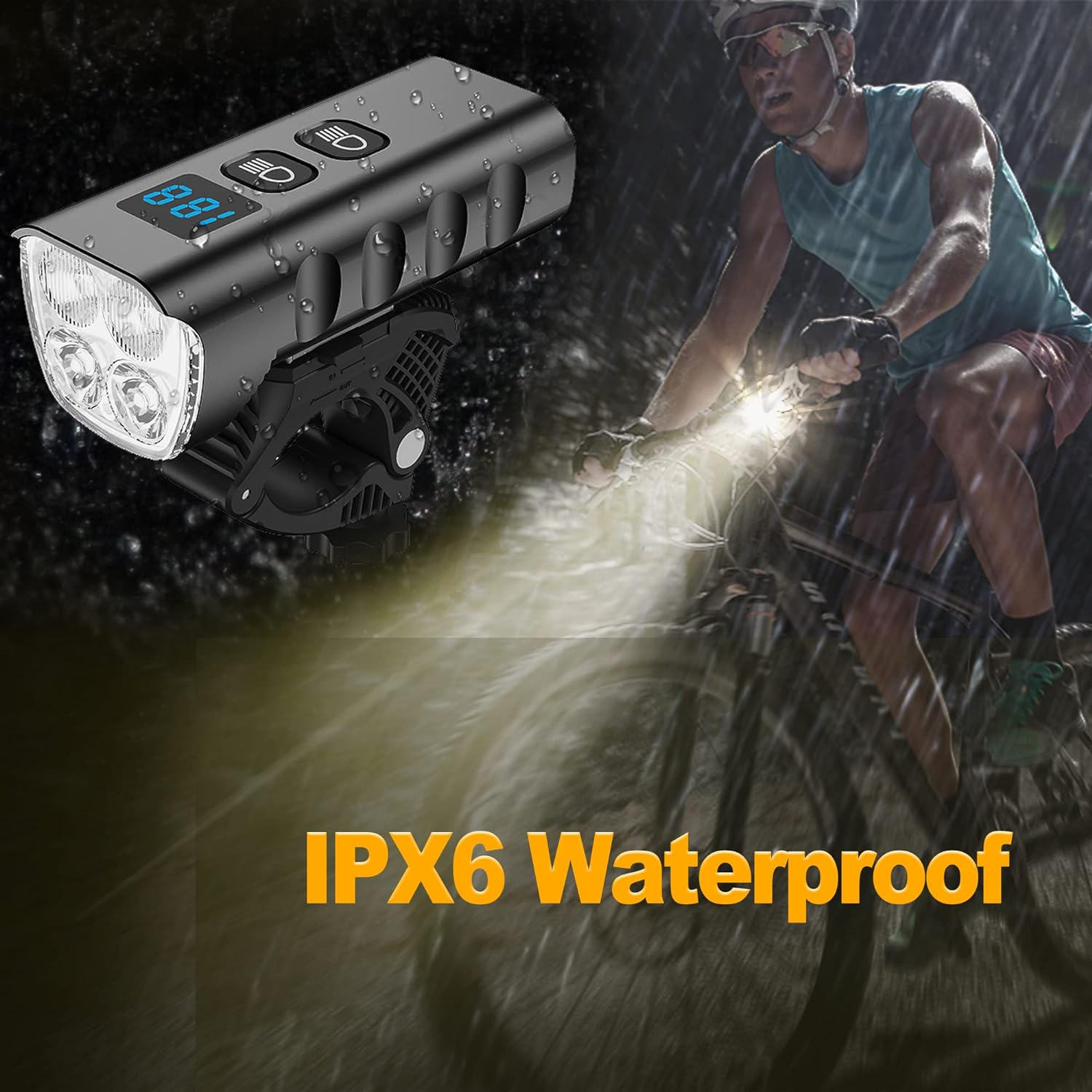 Bike Light Front - USB Type C Rechargeable Headlight for Night Riding, LED Bicycle Lights