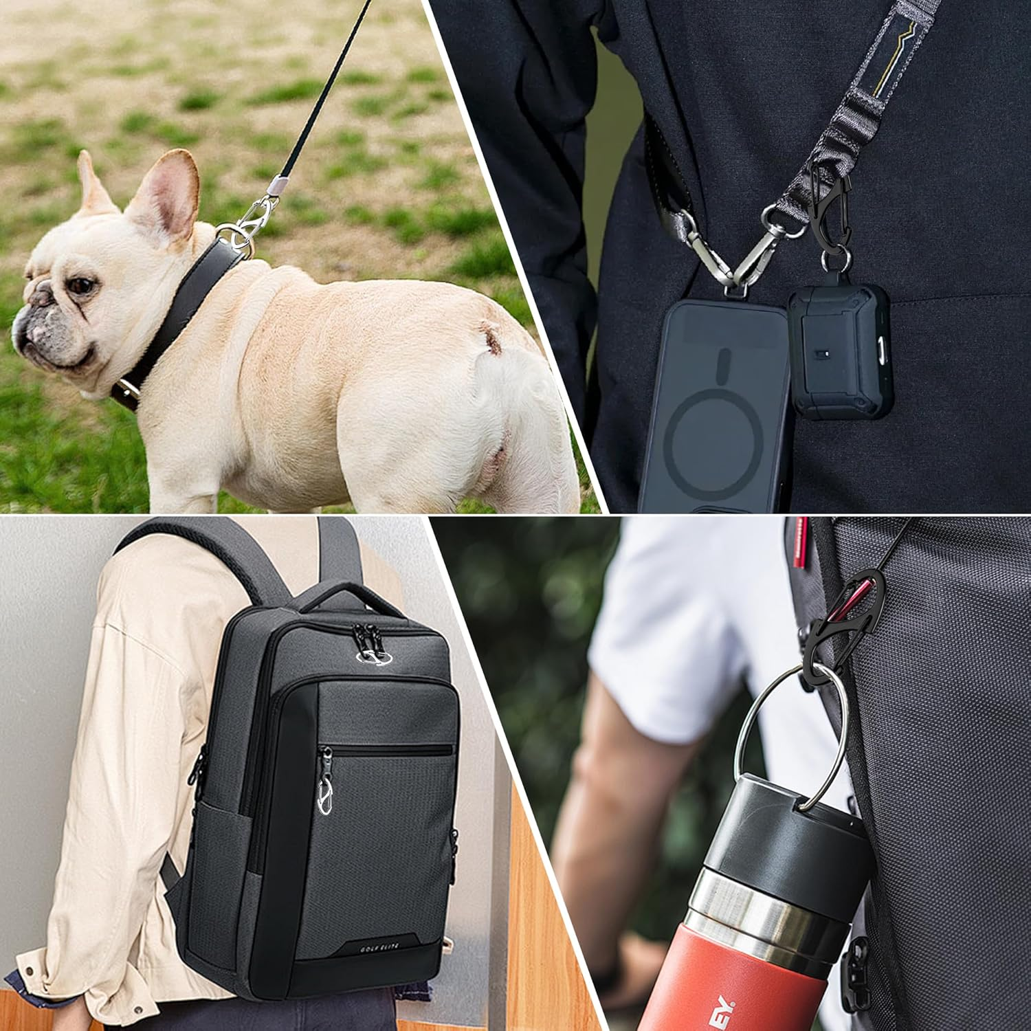 20Pcs Zipper Clips anti Theft, Zipper Pull Replacement for Backpacks, Dual S Shaped Small Carabiner Clip Theft Deterrent for Suitcase, Keep Luggage Closed, Silver and Gunmetal Black image number 6