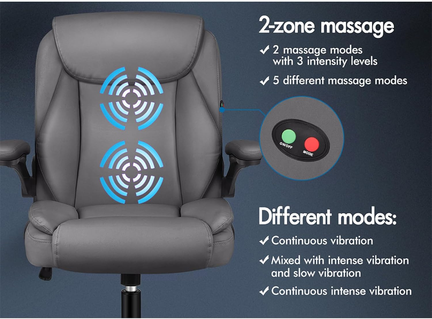 ALFORDSON Ergonomic Massage Office Chair Mid Back with Adjustable Armrest, Gaming Chair for Computer Task Desk, Study Chair with SGS Listed Gas-Lift, 150Kg Loading, Grey image number 5