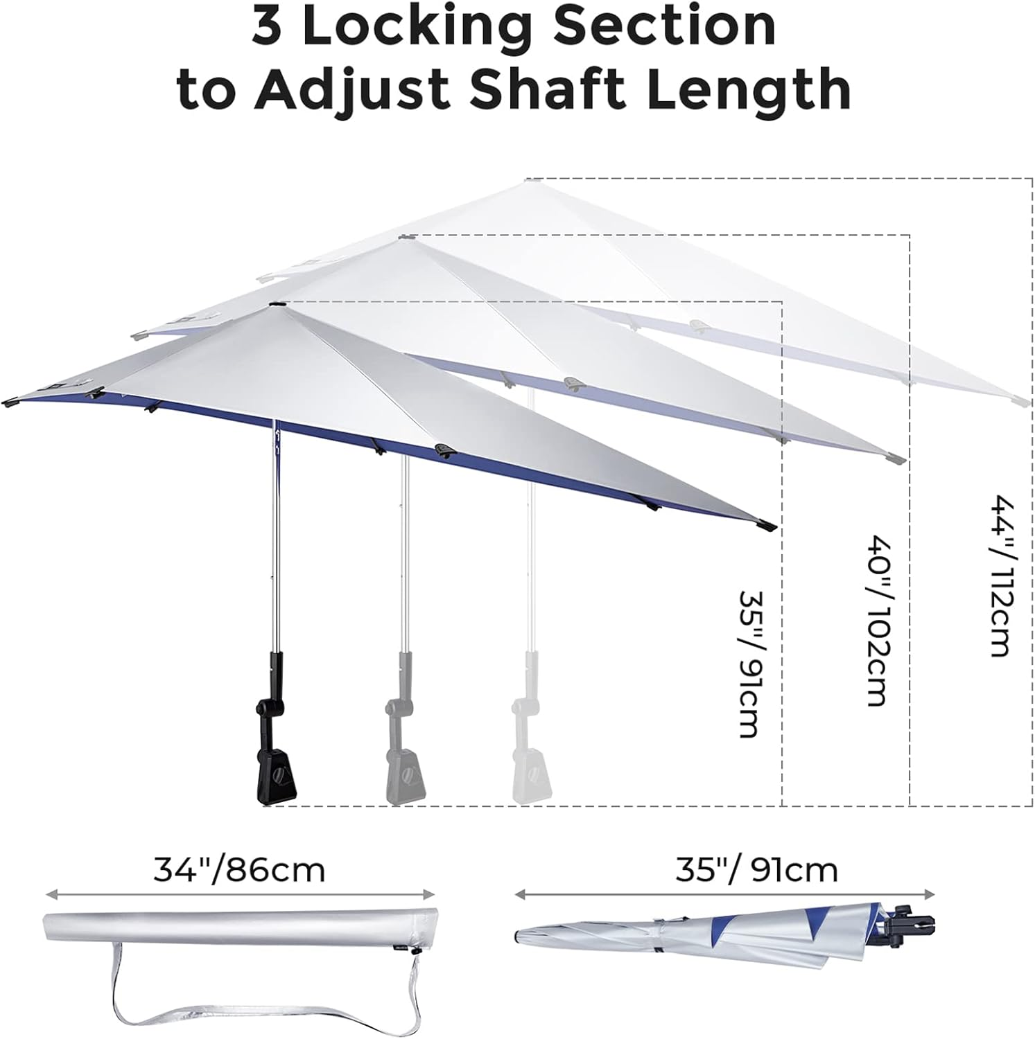 G4Free UPF 50+ Height Adjustable Chair Umbrella with Universal Clamp for Beach Chair, Golf Cart, Wheelchair, Stroller, Bleacher, Patio image number 5