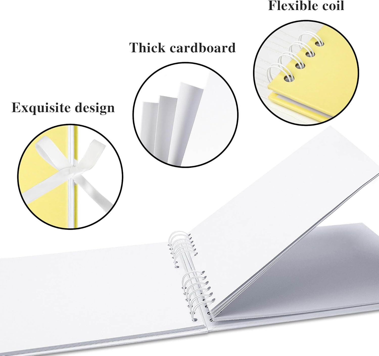 Scrapbook Album Photo Book with 20 Sheets White Pages 8.5X6 Inch Scrapbooking with Corner Stickers for Wedding Baby Shower Birthday Travelling, Yellow image number 4