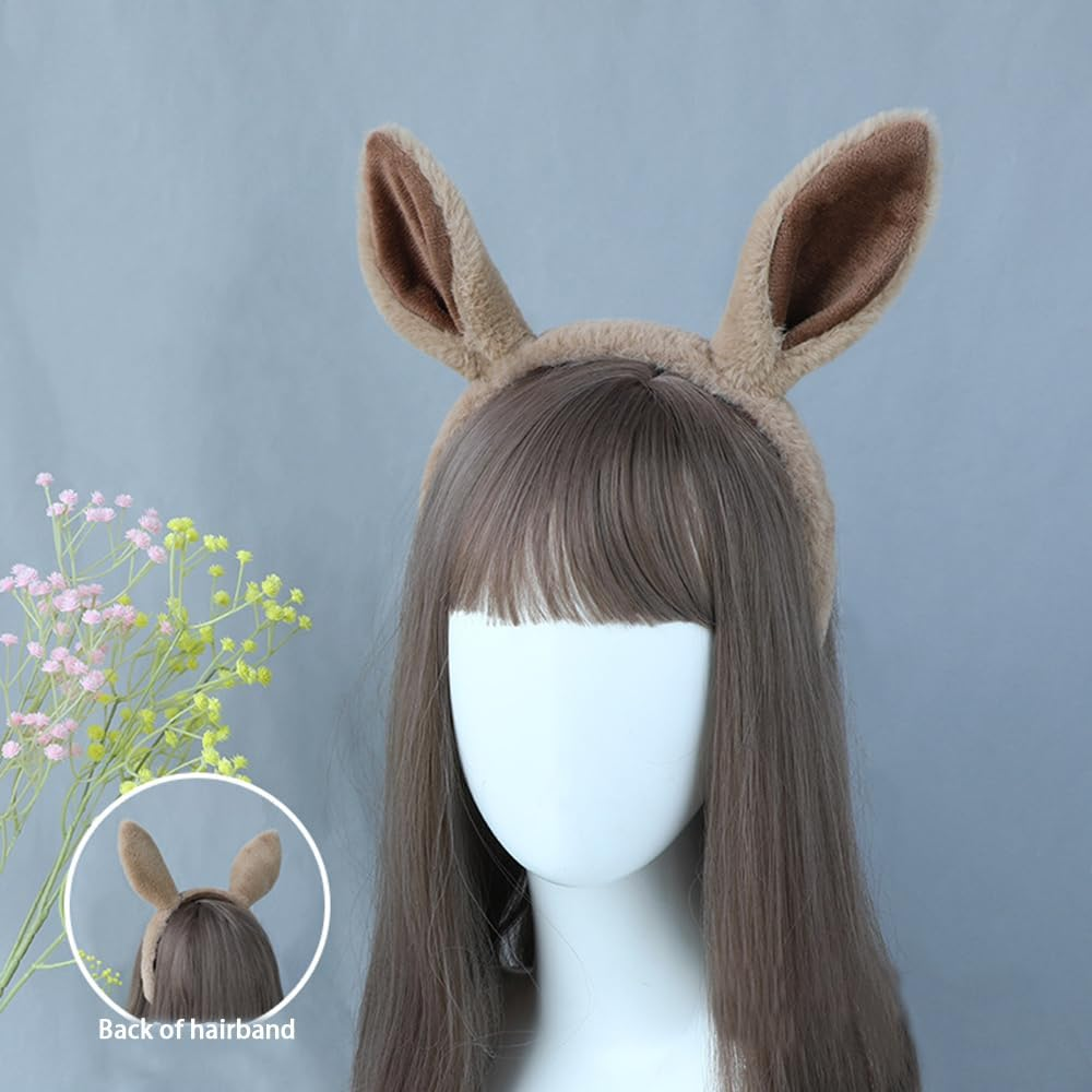 2 Pack Cute Plush Horse Ears Headband Animal Hairbands Costume Accessories image number 1
