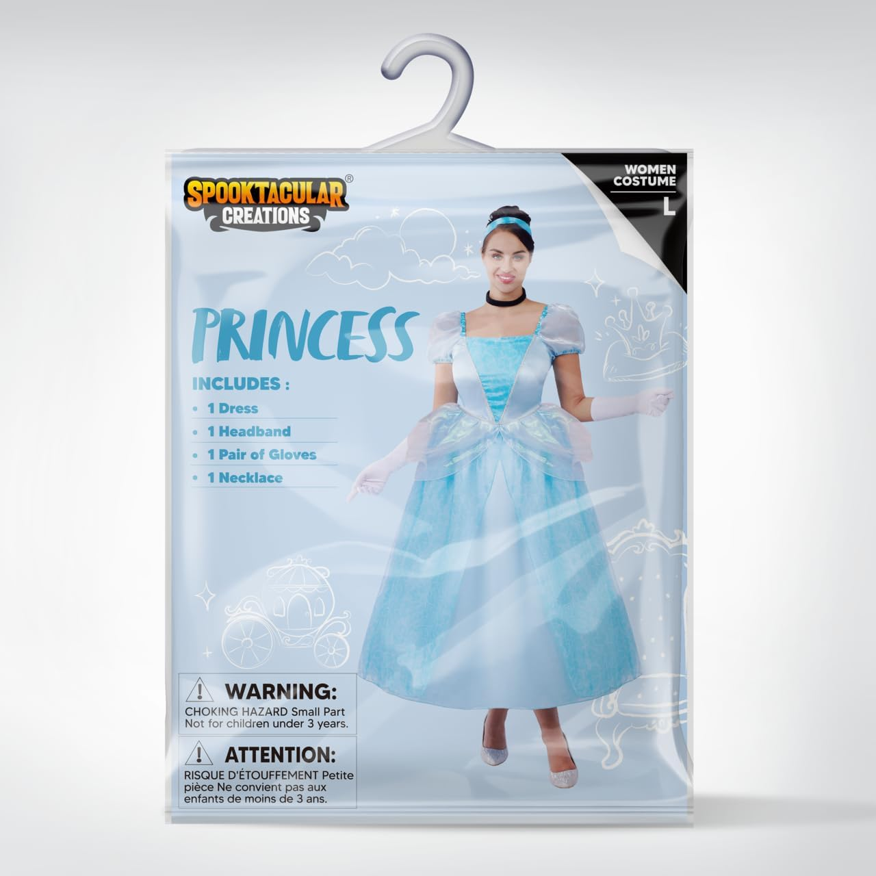 Spooktacular Creations Adult Princess Costume, Halloween Costume Woman Role Play, Blue Princess Dress image number 4