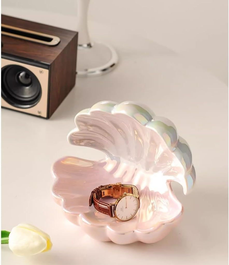 Jewelry Dish Tray Creative Shell Sculpture Statue Decorative Key Tray Ceramic Coffee Table Decor Phone Necklace Earrings Storage Tray Home Decoration Porch Ornaments(C) image number 3