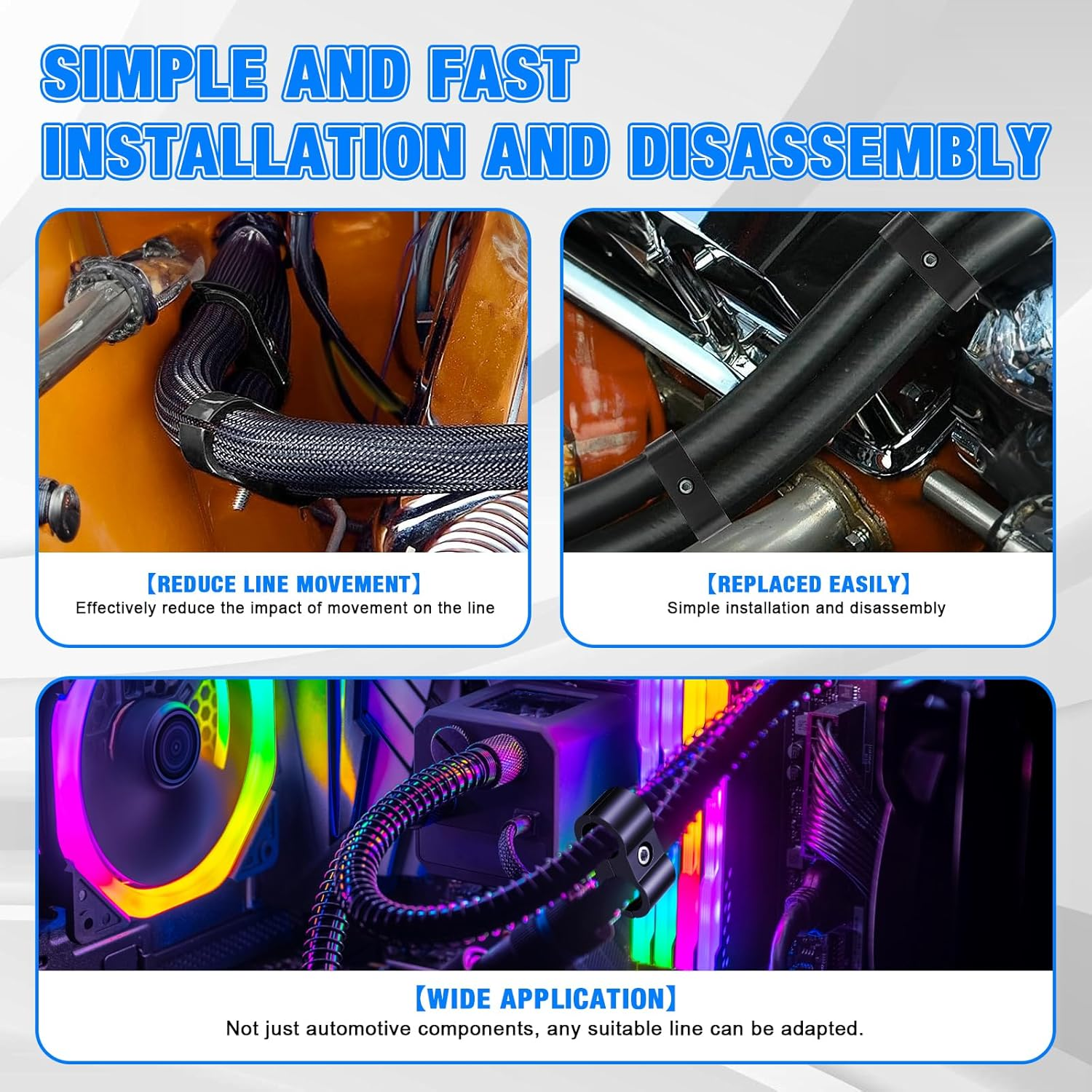 4AN Hose Separator Clamp - Aluminum Fuel Mounting Clamps, Great for 1/4 Fuel, Oil, Brake, Water, Gas Line, 4Pcs/Pack, Black image number 5