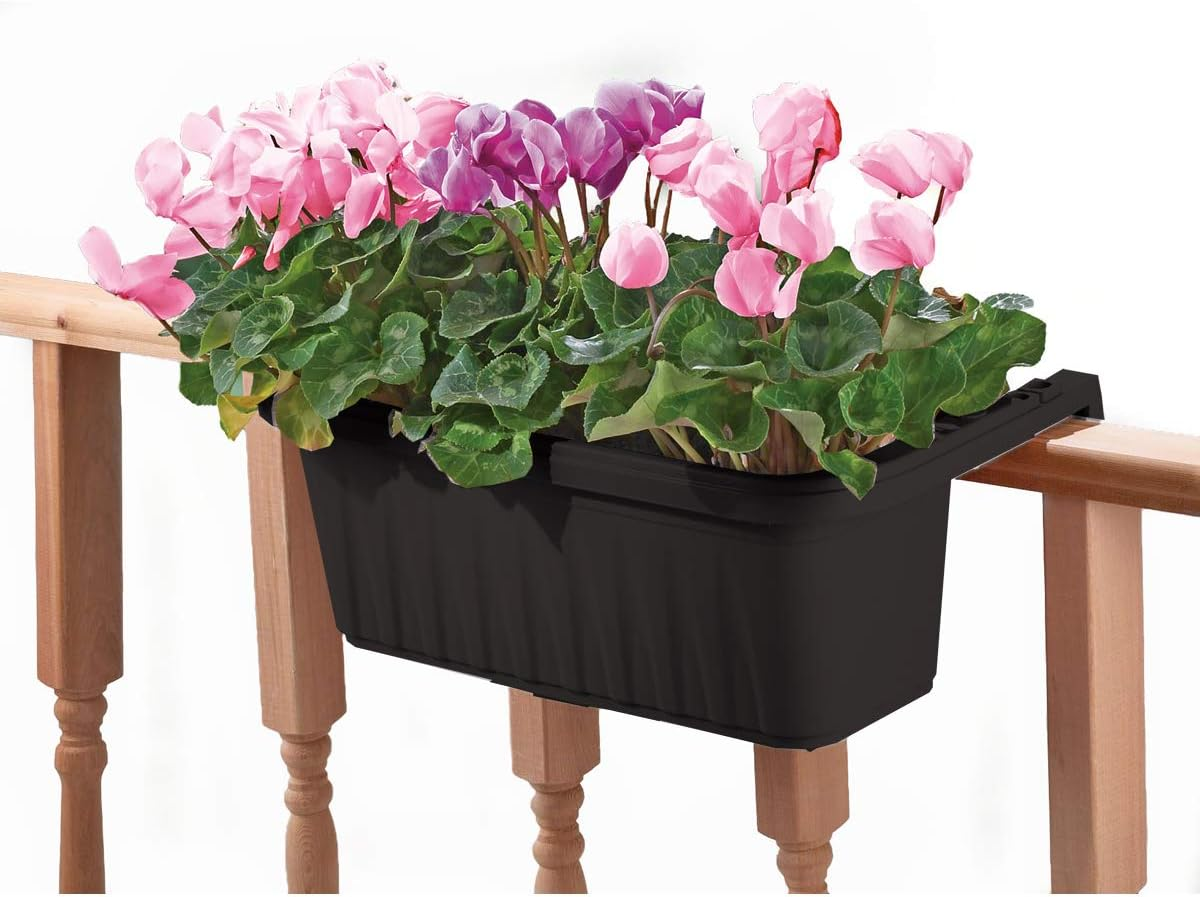 Apollo Exports International 24" Adjustable Railing Planter, Black
