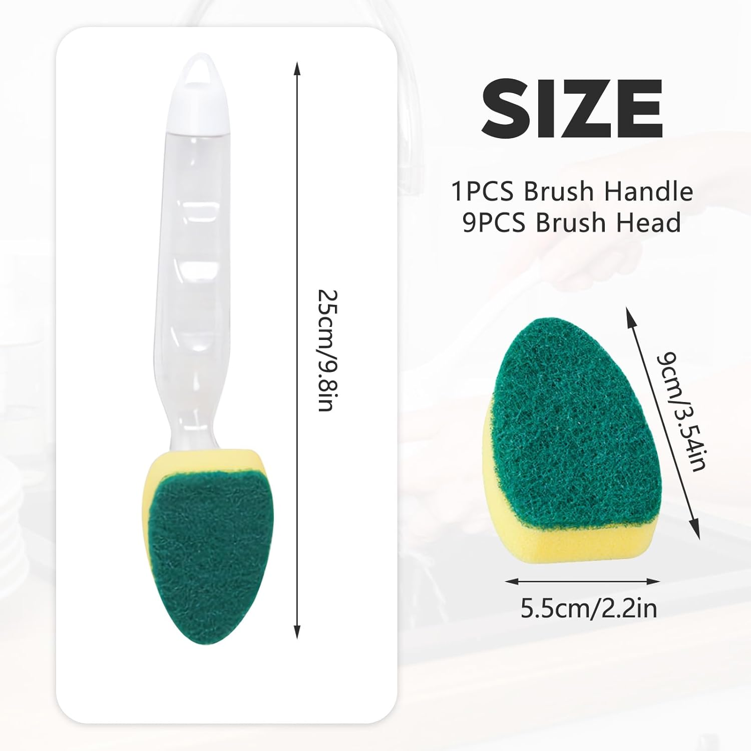 Cleaning Sponge Dish Sponge with Handle 10 Pieces Dish Wall Sponge Kitchen Sink Cleaning Brush Replacement Head for Sink Dish Wall Cleaning Brush Washing Sponge with Handle Bathroom image number 2
