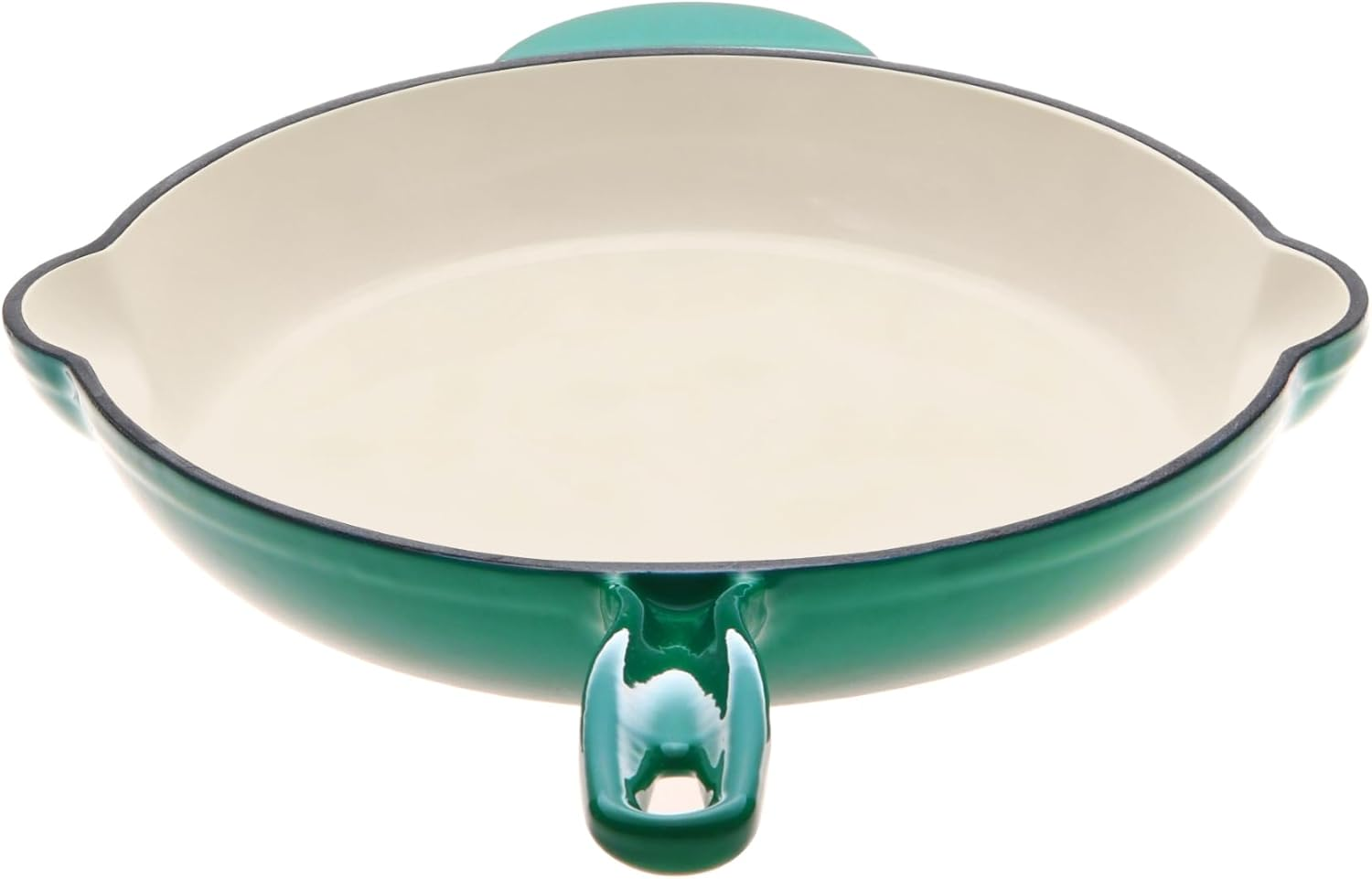 Enameled Cast Iron 26Cm round Fry Pan with Opposite-Side Grip Twin Pouring Lips Non Stick Shallow-Fry Skillet Enamel Coated Frying Pan - Eden Green image number 3