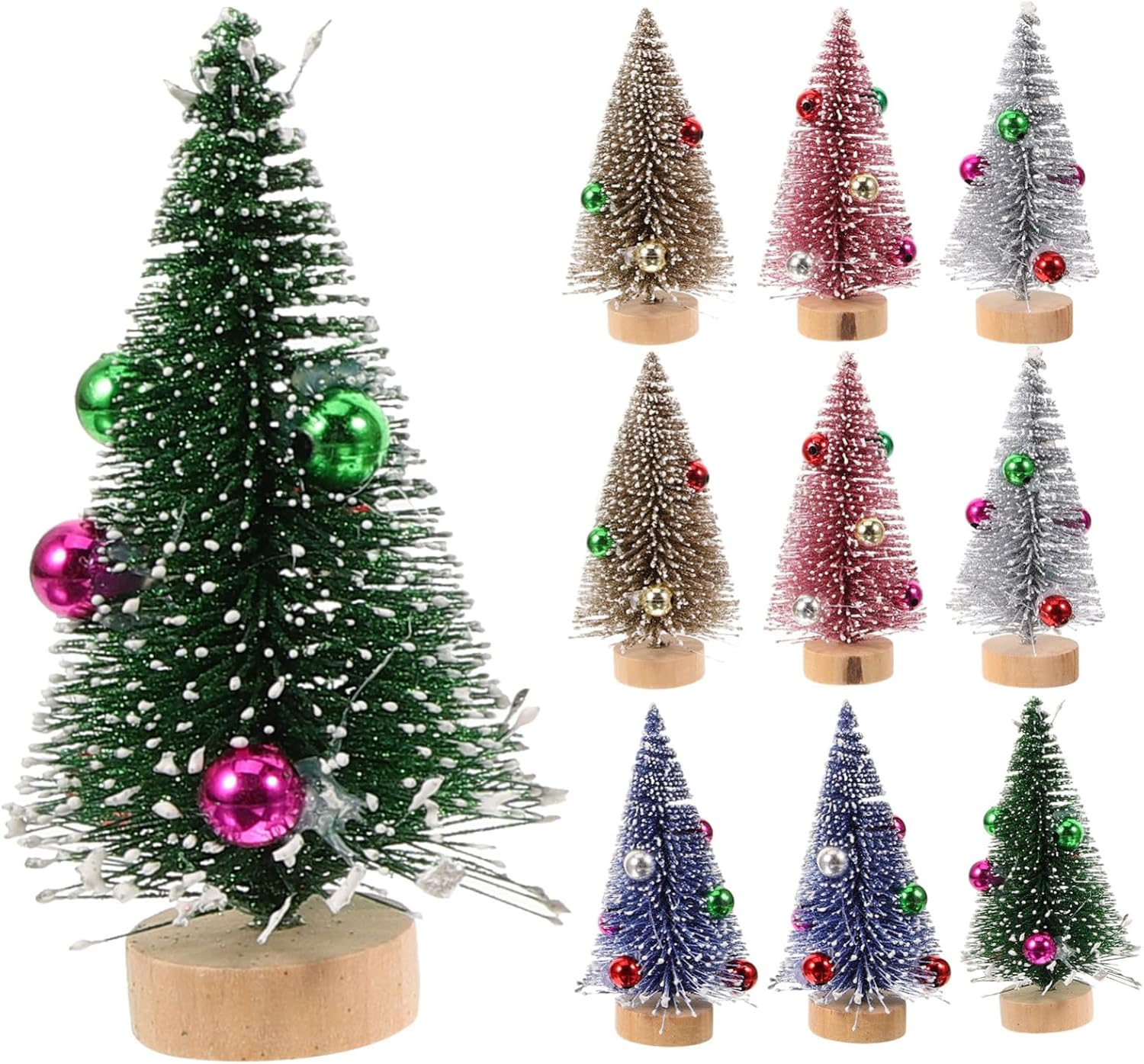 Ciieeo 12Pcs Mini Christmas Trees Artificial with Bases Small Xmas Tree Decor for Window Display Home and Shop Decoration image number 2