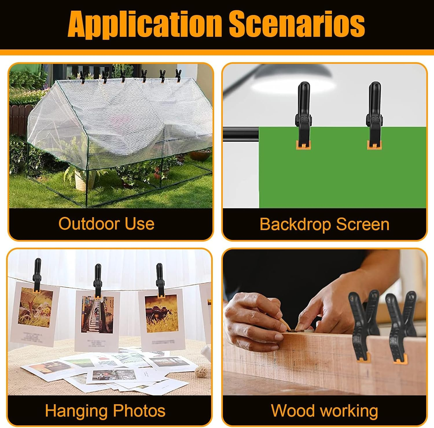 Spring Clamps, 20Pcs Mini Backdrop Clips, 65 &times;52Mm Heavy Duty Plastic Spring Clamps for Woodworking, Photography Studio, Home Improvement image number 2