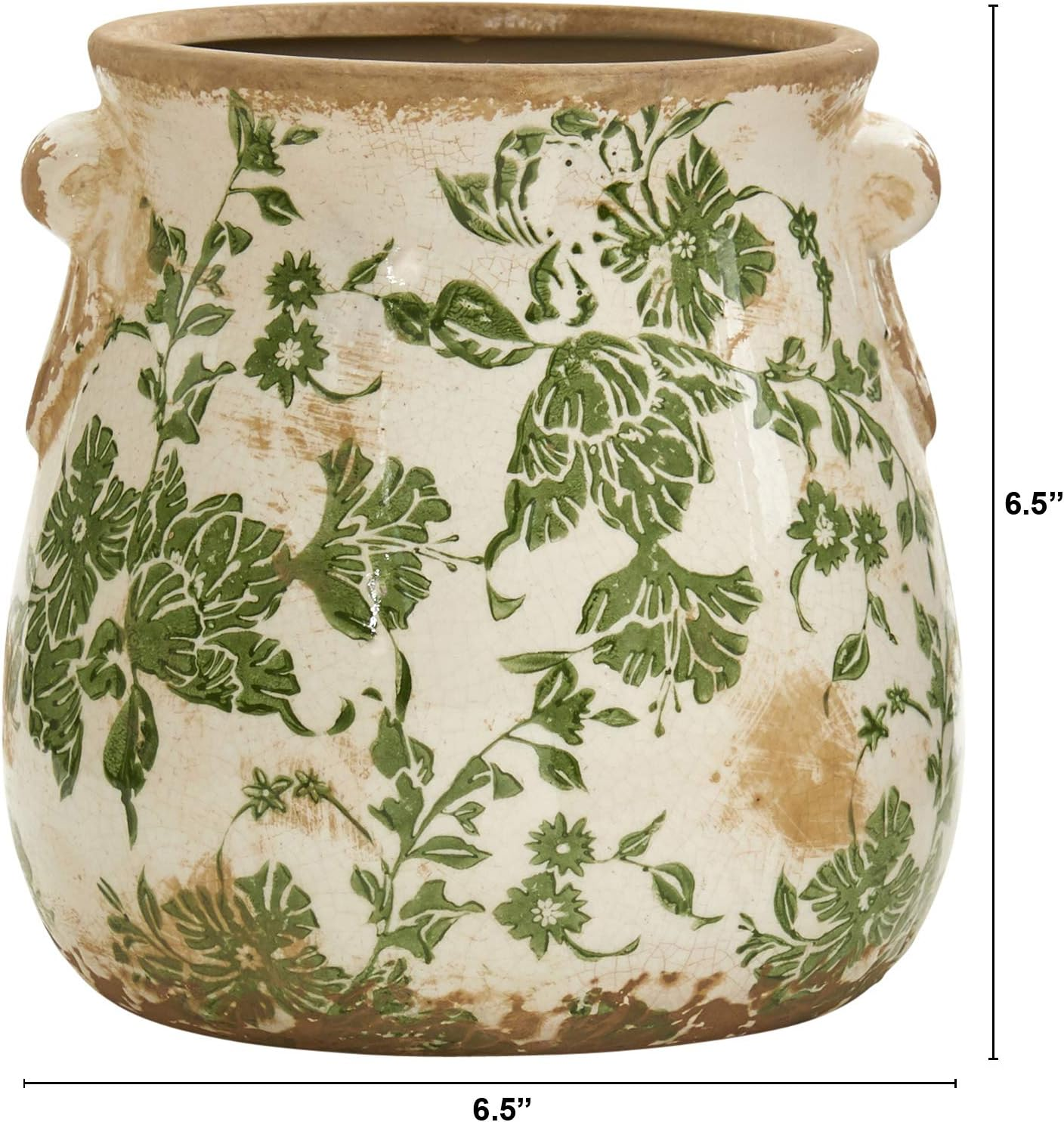 6.5In. Tuscan Ceramic Green Scroll Planter image number 3