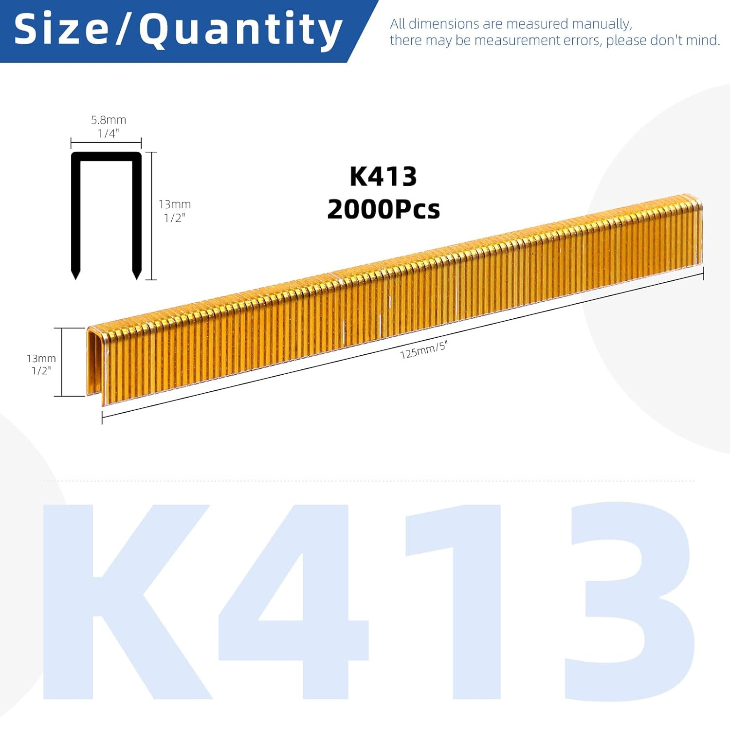Glarks 2000Pcs 18 Gauge Narrow Crown Staples, 1/2 Inch Galvanized Crown Narrow Staples Assortment Kit for Electric Stapler, Pneumatic, DIY Home Improvement (Gold) image number 4