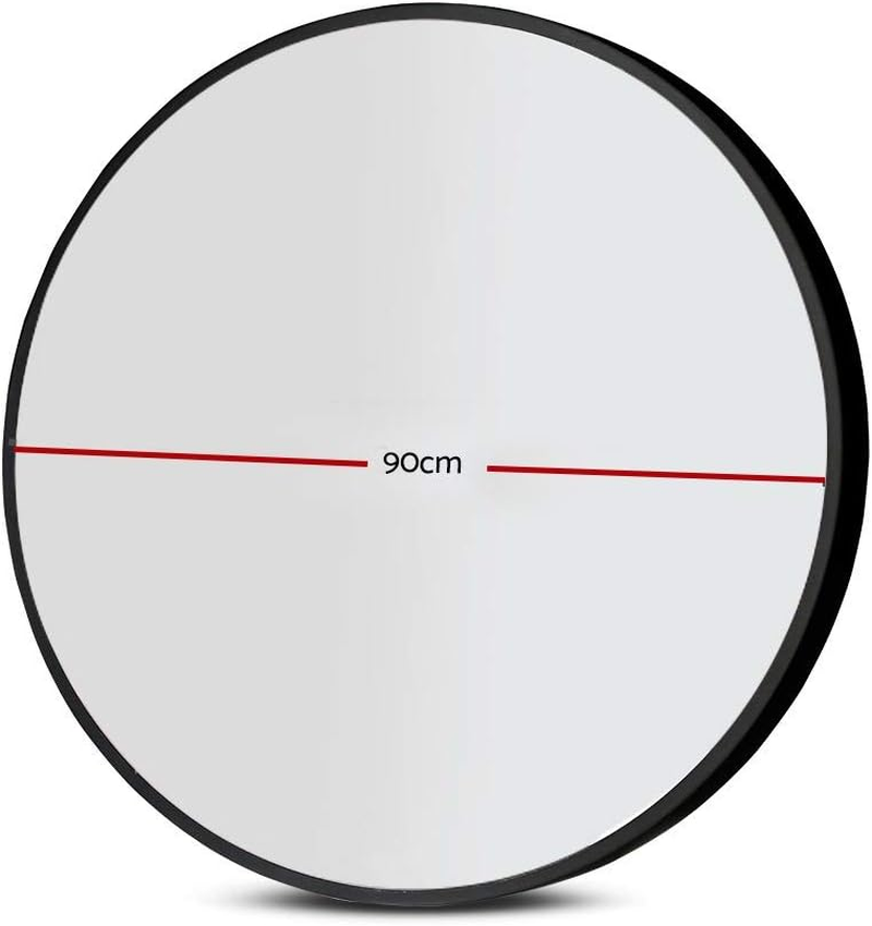 Embellir Wall Mirror, 90Cm Metal Frame Vanity Makeup Shower Bathroom Make up Mirrors Wall-Mounted Decorative Hanging Room Decor for Home Bedroom Hallway, Oval Silver Coated Modern Circle Black image number 4