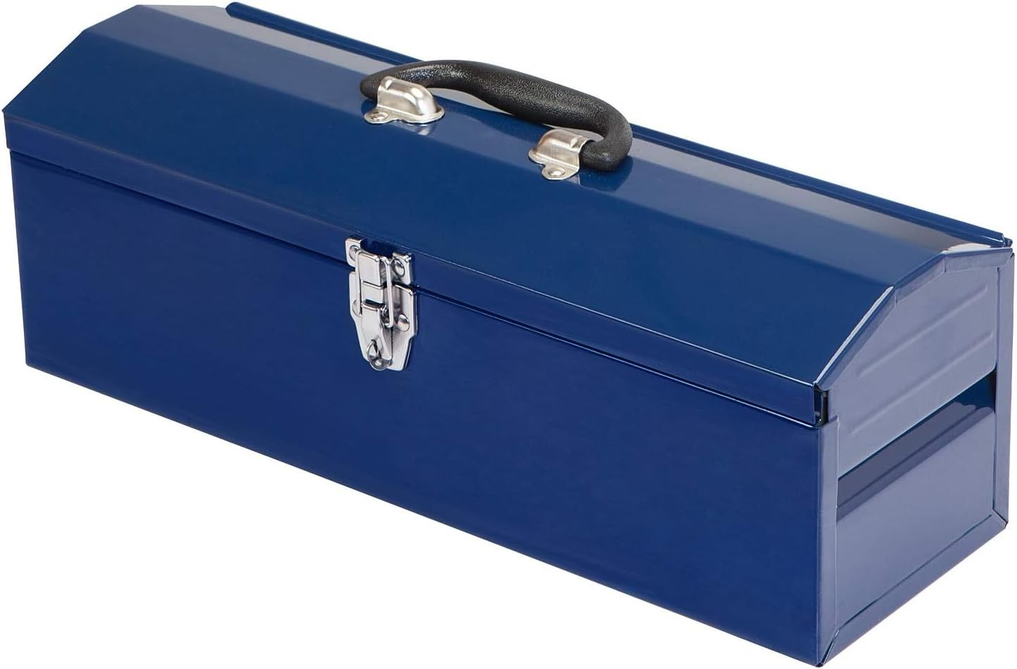 TCE ATB101U-1 Torin Portable Steel Tool Box: 19" Hip Roof Style with Metal Latch Closure and Removable Storage Tray, Blue