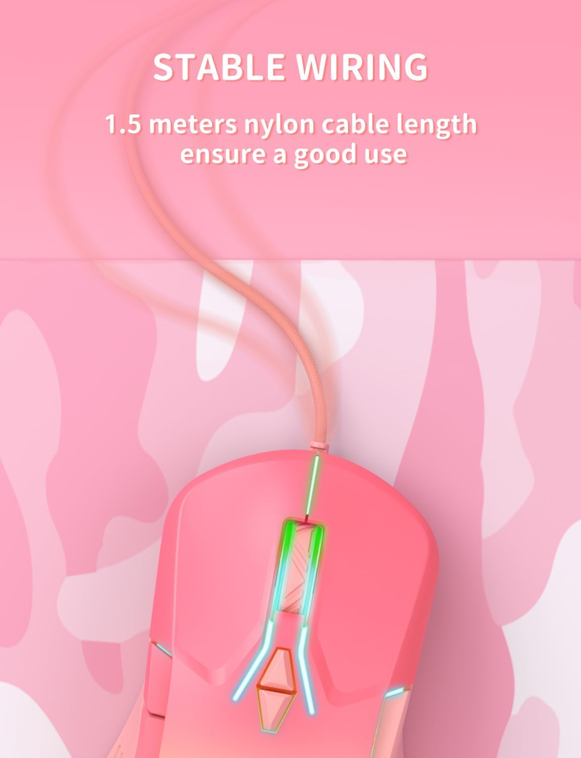 Gaming Mouse, Wired PC Entry Level Mouse with RGB Backlit and Adjustable DPI, Ergonomic Office Laptop Mouse, Computer Gamer Mouse with 7 Responsive Buttons for Windows/Mac/Linux/Chrome image number 6