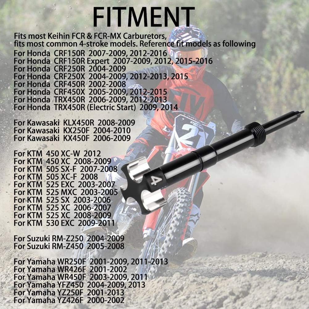 Air Fuel Mixture Screw CNC Adjust Carb FCR Air Screw Compatible with KEIHIN Carburetor Four-Strokes FCR Carbs Motorcross Motorcycle(Black) image number 3