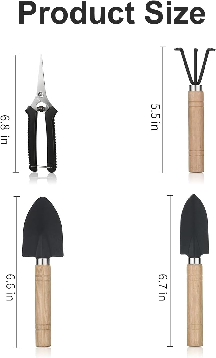 4Pcs Stainless Steel Garden Tools - Mini Gardening Kit with Pruning Scissors for Digging, Succulent Care - Houseplant Tools & Gardener Gifts image number 4