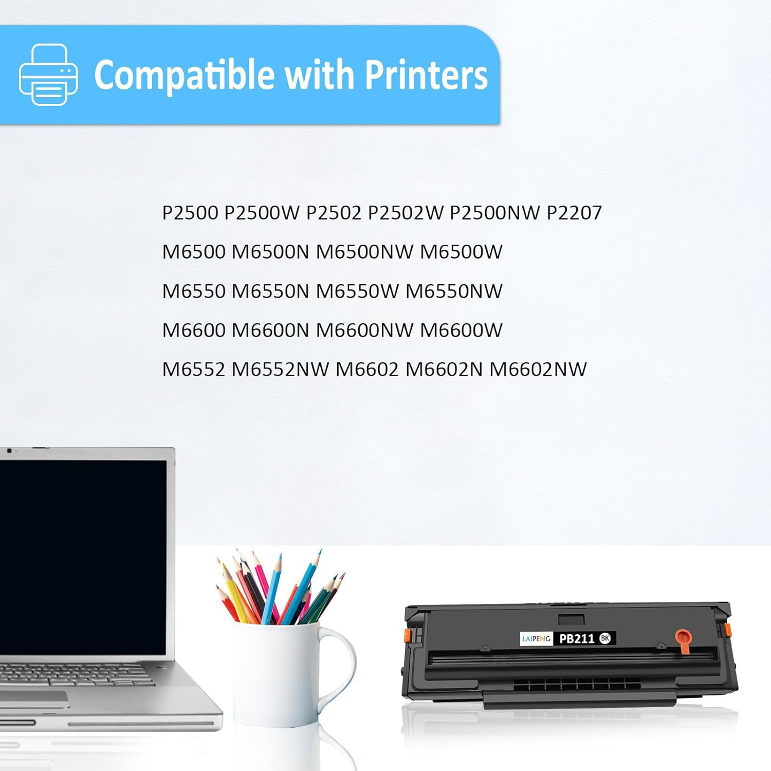 PB-211 PB211 PB211E PB-211EV PB211EV Compatible Toner Cartridge 1600 Pages for P2502W P2500W P2207 M6550 M6500NW M6550NW M6600 M6600NW M6602NW M6552 M6552NW M6602N Printers (Black,1-Pack) image number 4