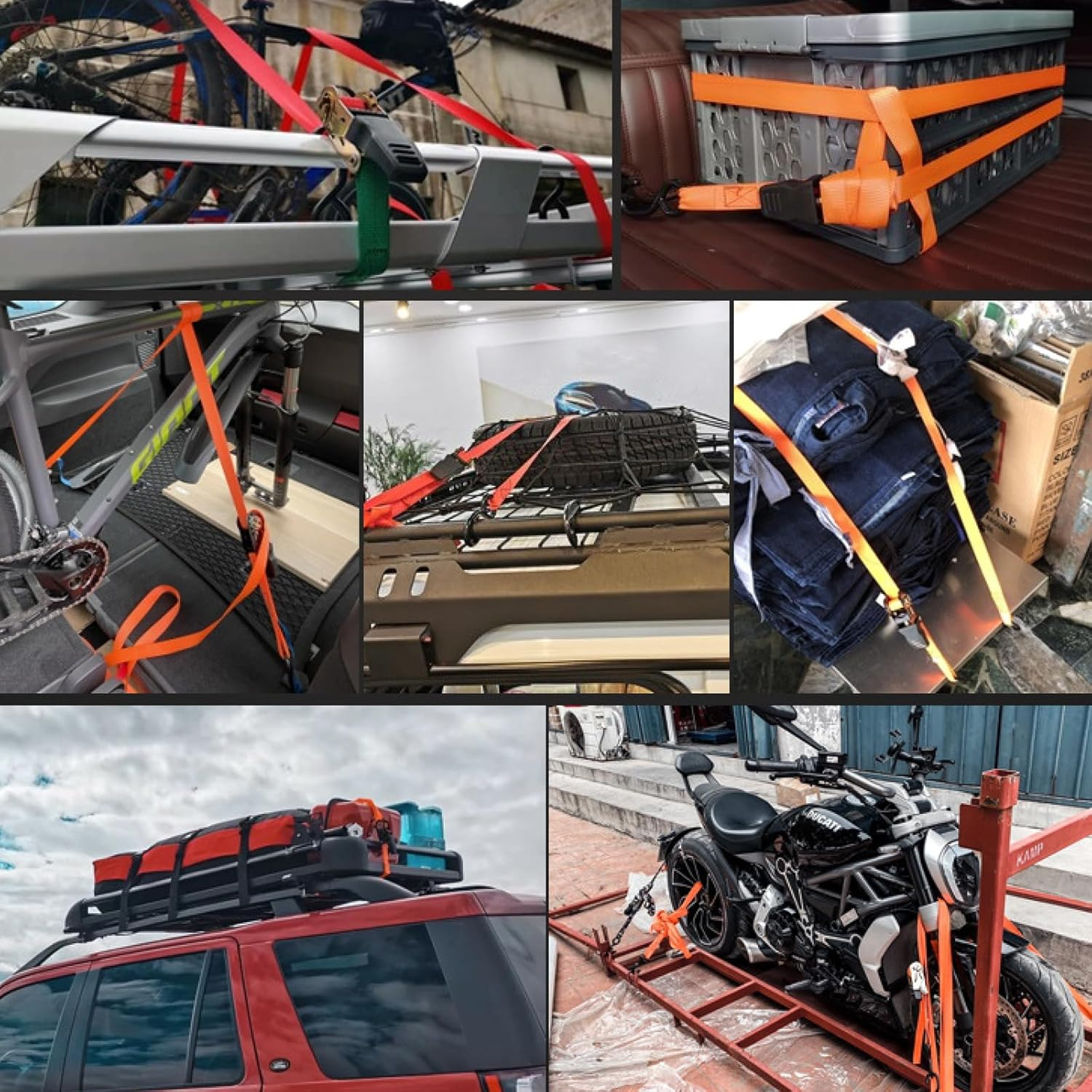 TRIWONDER Ratchet Tie down Straps with Hooks Heavy Duty Lashing Straps Cargo Straps for Trucks Moving Motorcycle Rachette Tiedowns image number 2