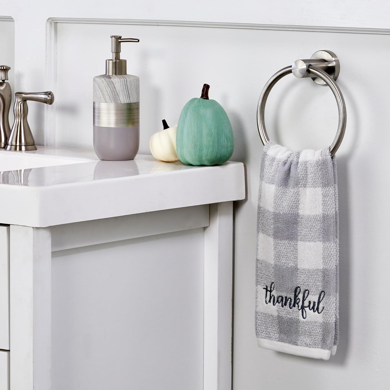 SKL Home by Saturday Knight Ltd. Thankful Plaid Hand Towel Set, 16X25, Gray 2 Count