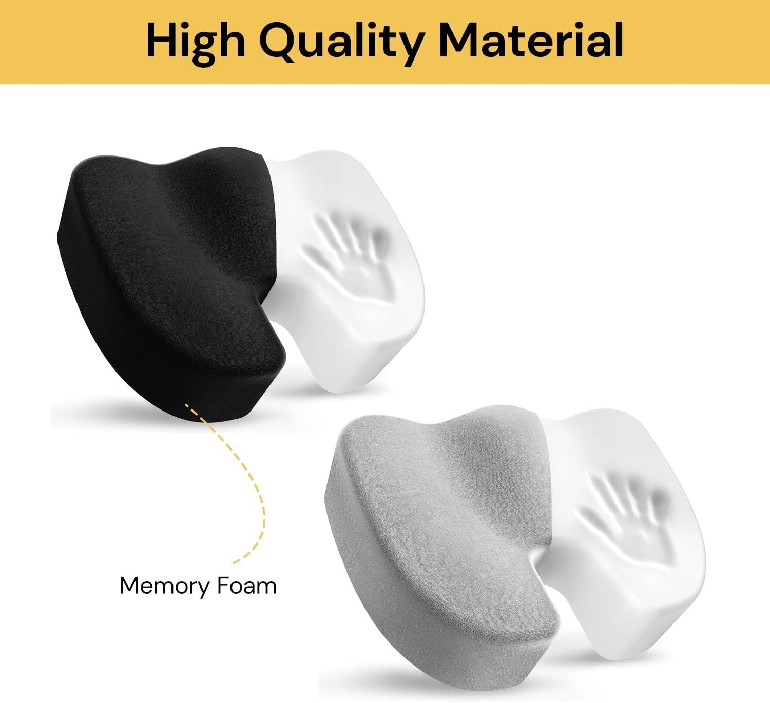 EZONEDEAL Seat Cushion, Desk Chair Cushion, Memory Foam Seat Cushion for Office Chair Cushion, Sciatica Pain Relief Car Seat Cushion for Back Coccyx Tailbone No-Slip Protects - Black image number 5