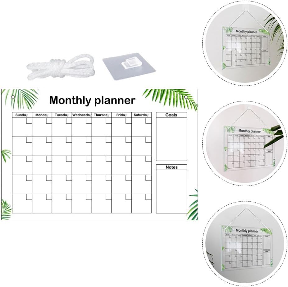 1Set Acrylic Memo Board Erasable Board for Home Office Transparent Design Includes Hook White Rope For image number 4