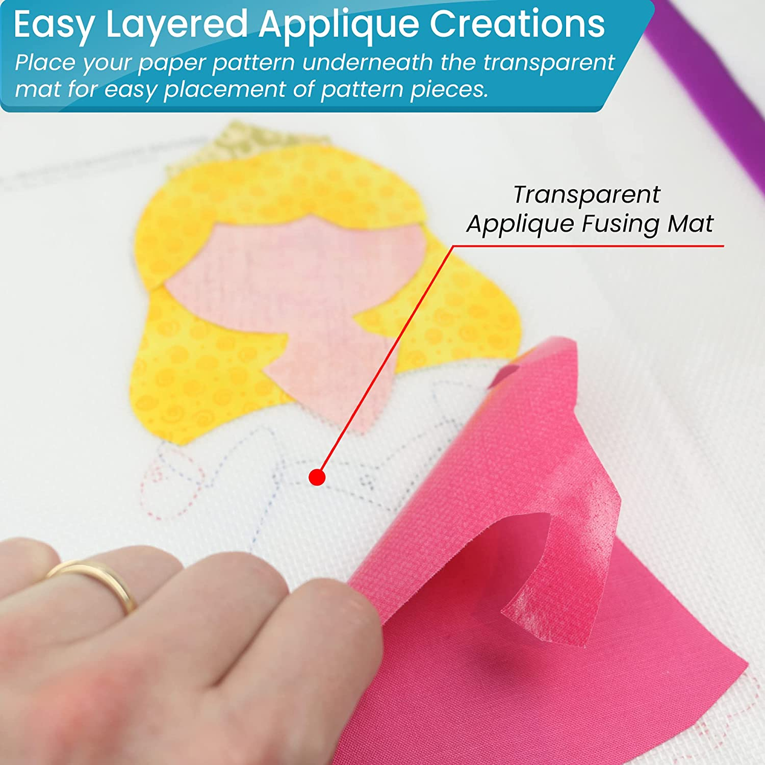 Applique Fusing Mat 17"X24" (43Cm X 61Cm) with Bonus Applique Pressing Sheet with Handy Storage Tube - a Great Silicone Mat and Applique Teflon Sheet for Arts and Fusible Web Fabric Crafts image number 4